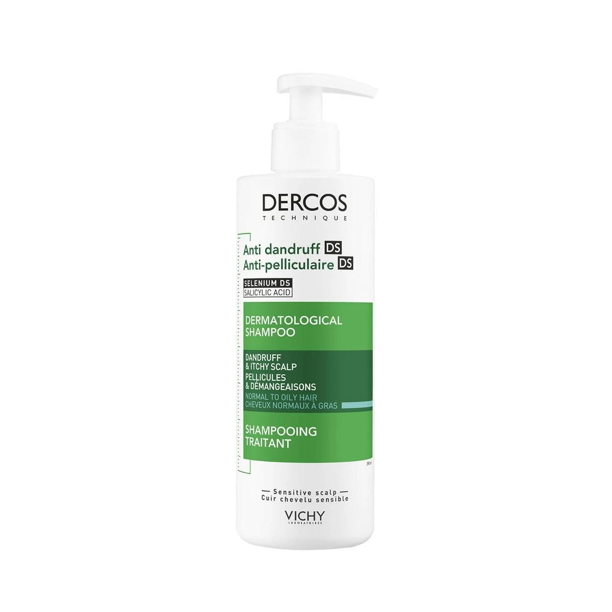 Vichy Dercos Technique Anti-Dandruff Shampoo, Normalt/fett hår, 390 ml