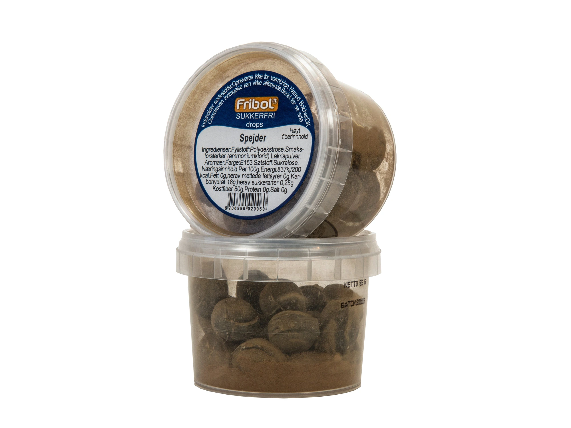 Fribol sukkerfrie drops speider 65 g