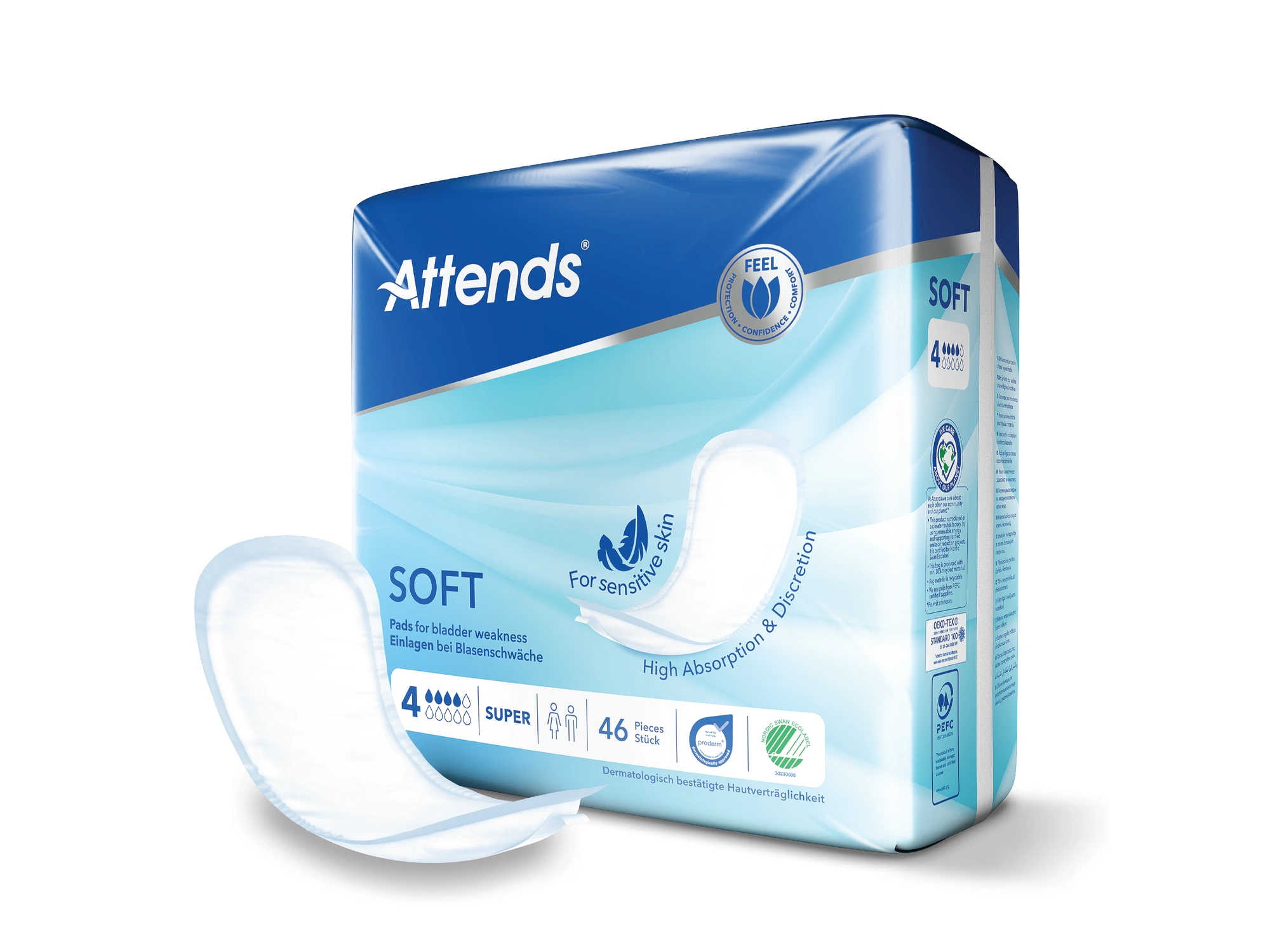 Attends Soft 4 Super bind for urinlekkasje 46 stk