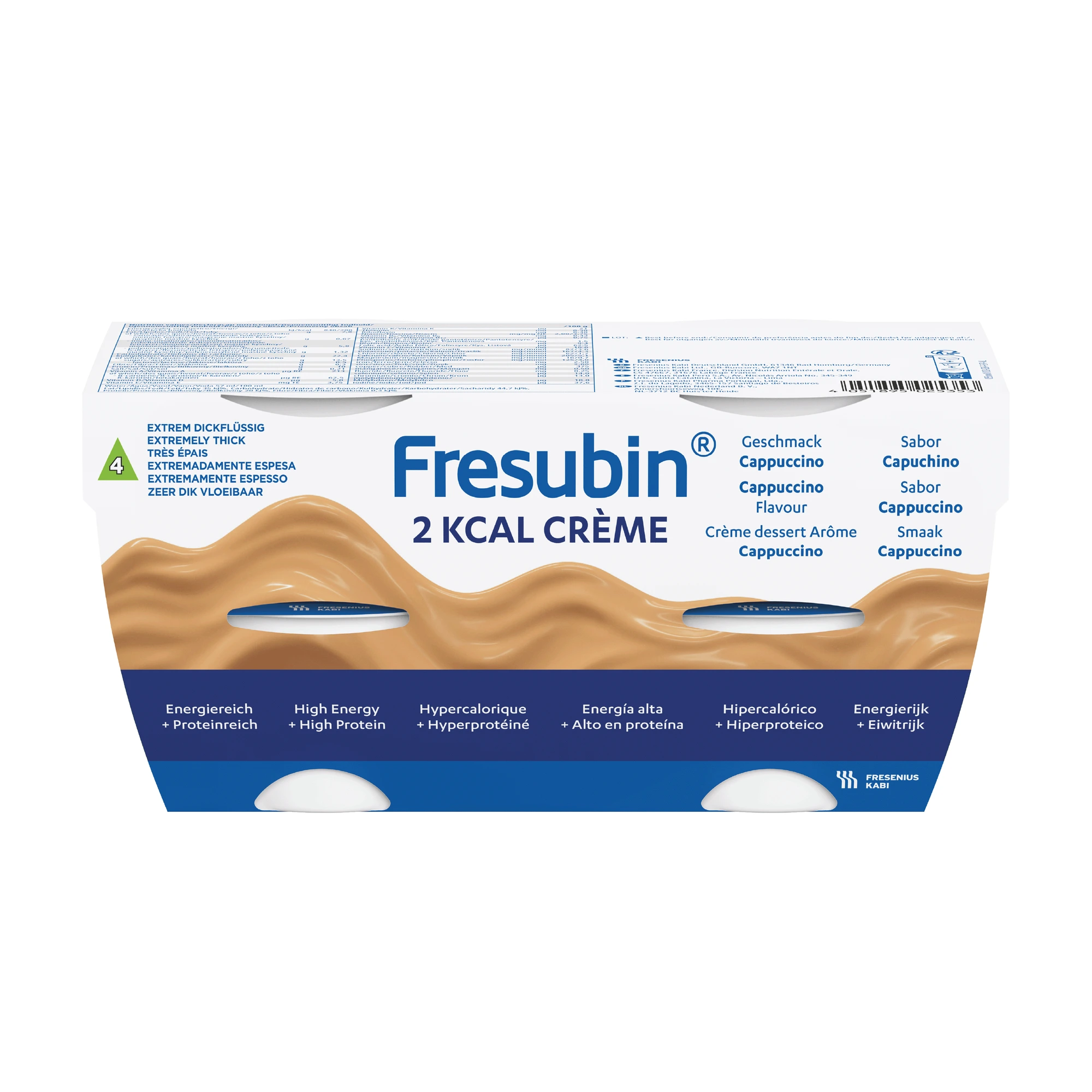 Fresubin 2 kcal Crème næringskrem cappuccino 4x125 g