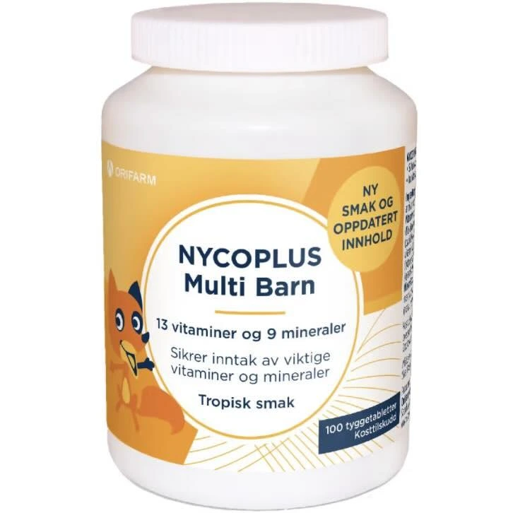 Nycoplus multi barn tyggetab med tropisk fruktsmak