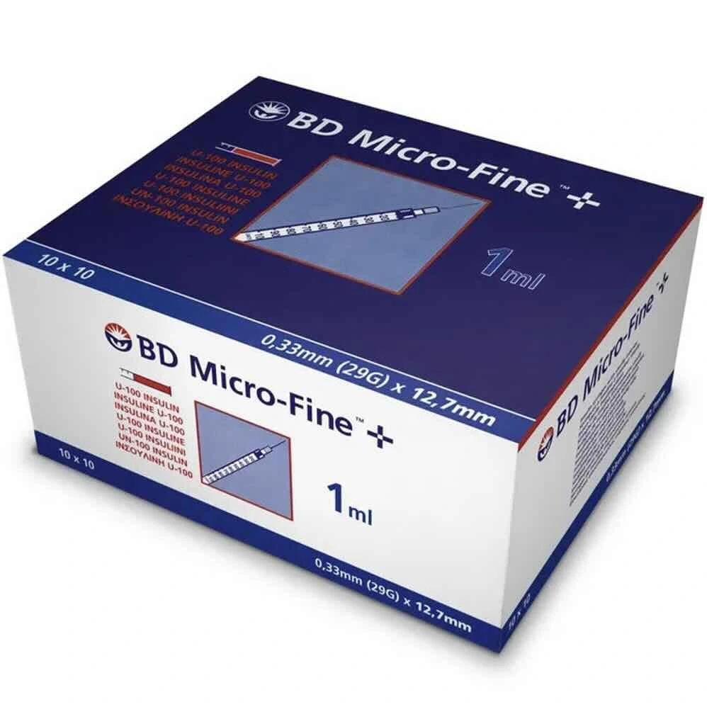 BD Micro-Fine U-100 insulinsprøyte 1 ml 0,33 x 12,7 mm 100 stk