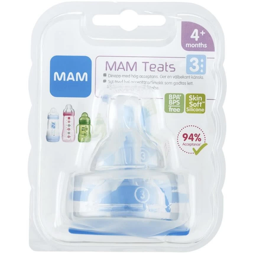 MAM Teat 3 flaskesmokk fra 4 måneder 2 stk