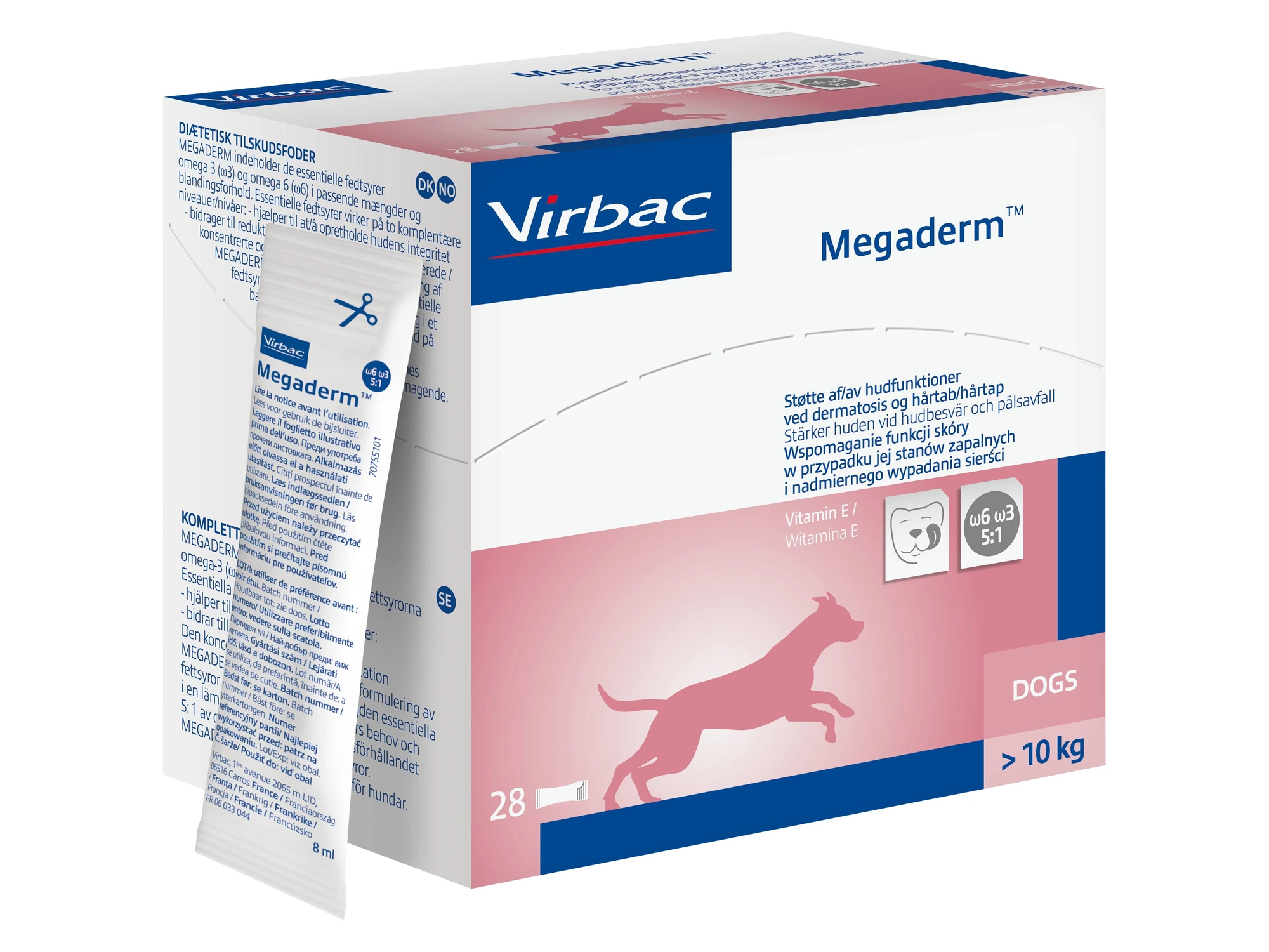 Megaderm kosttilskudd til hund over 10 kg 28x8 ml