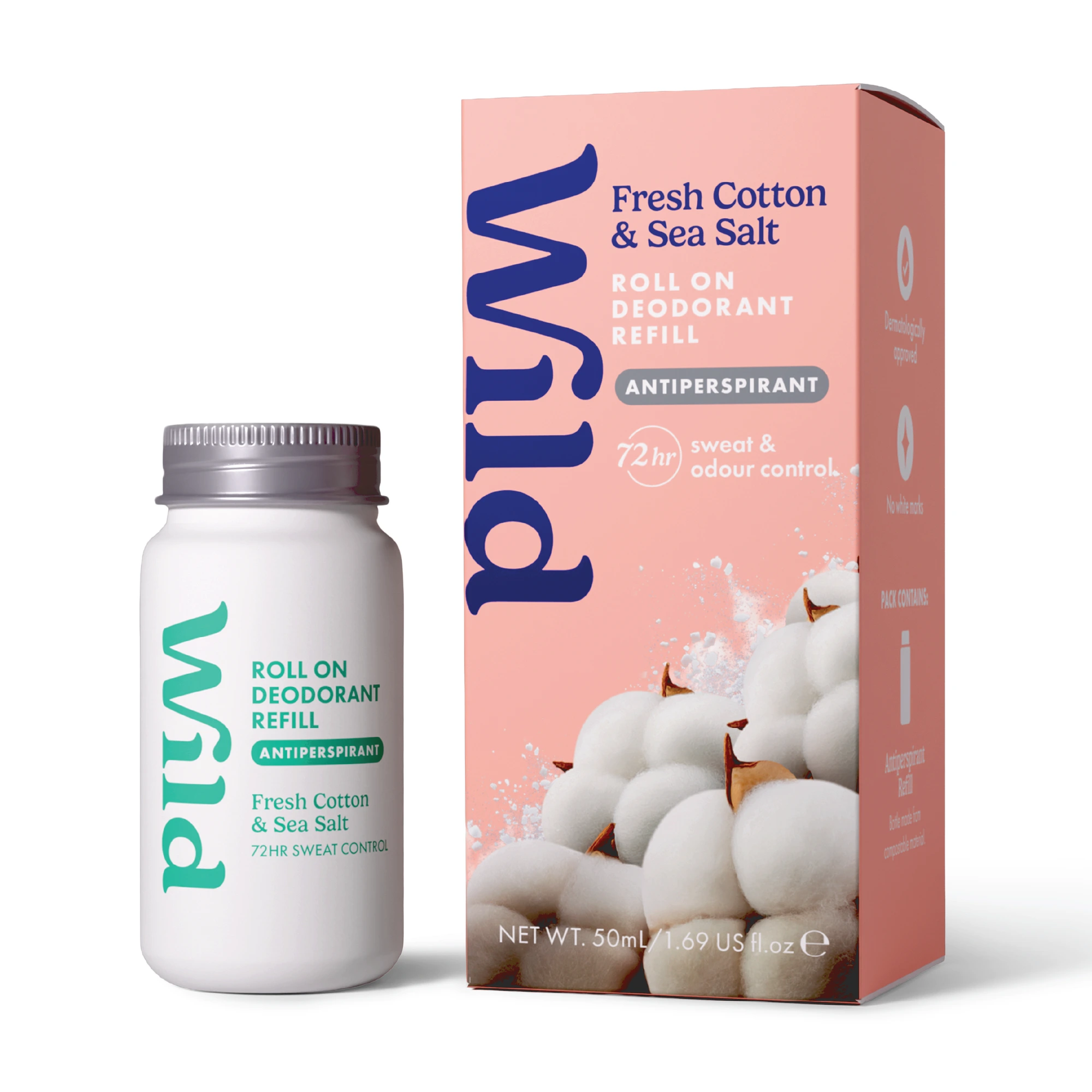 Wild Roll On Cotton & Seasalt antiperspirant refill 50 ml