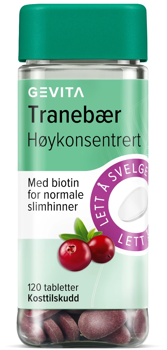 Gevita tranebær høykonsentrert tab 25 mikrog/180 mg