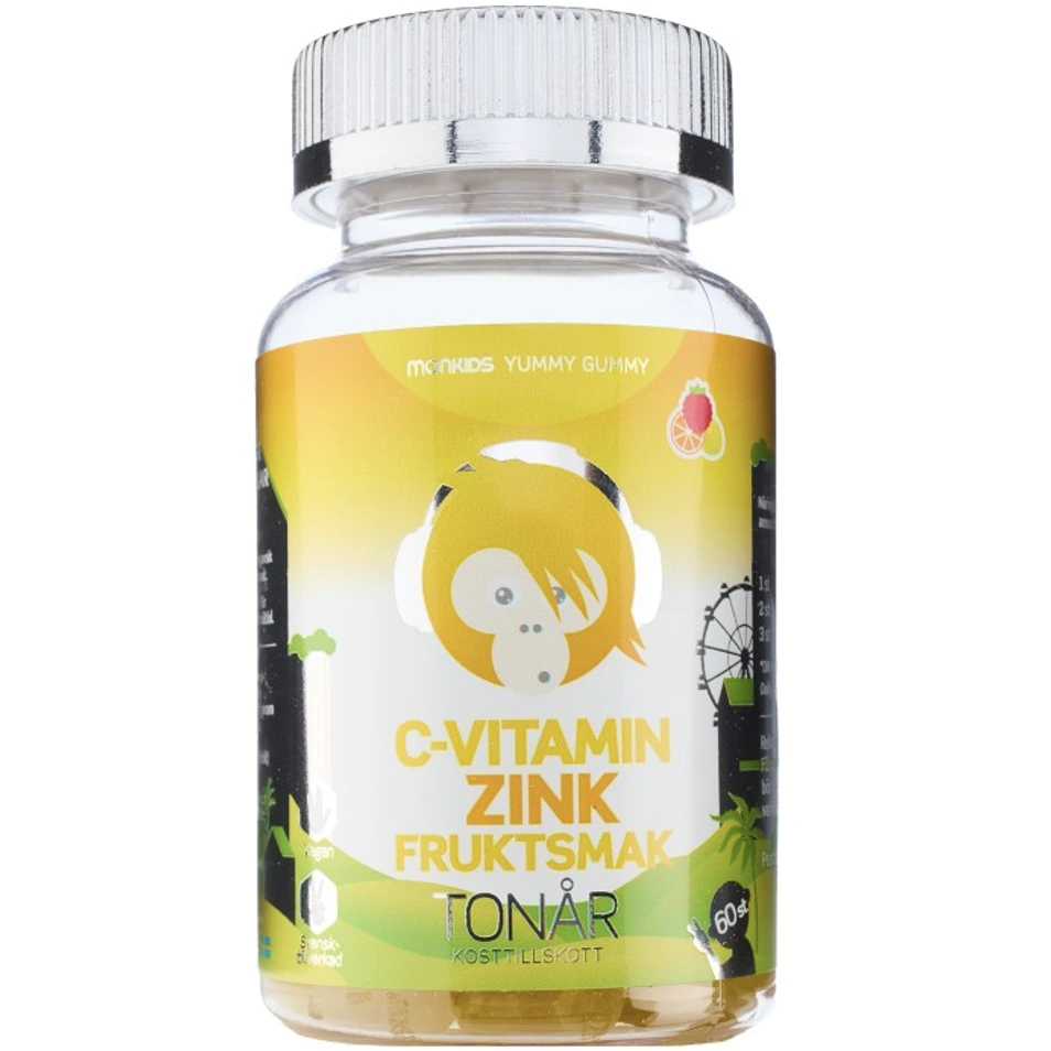 Monkids Vitamin C+Sink Teenager, Frukt, 60 stk.