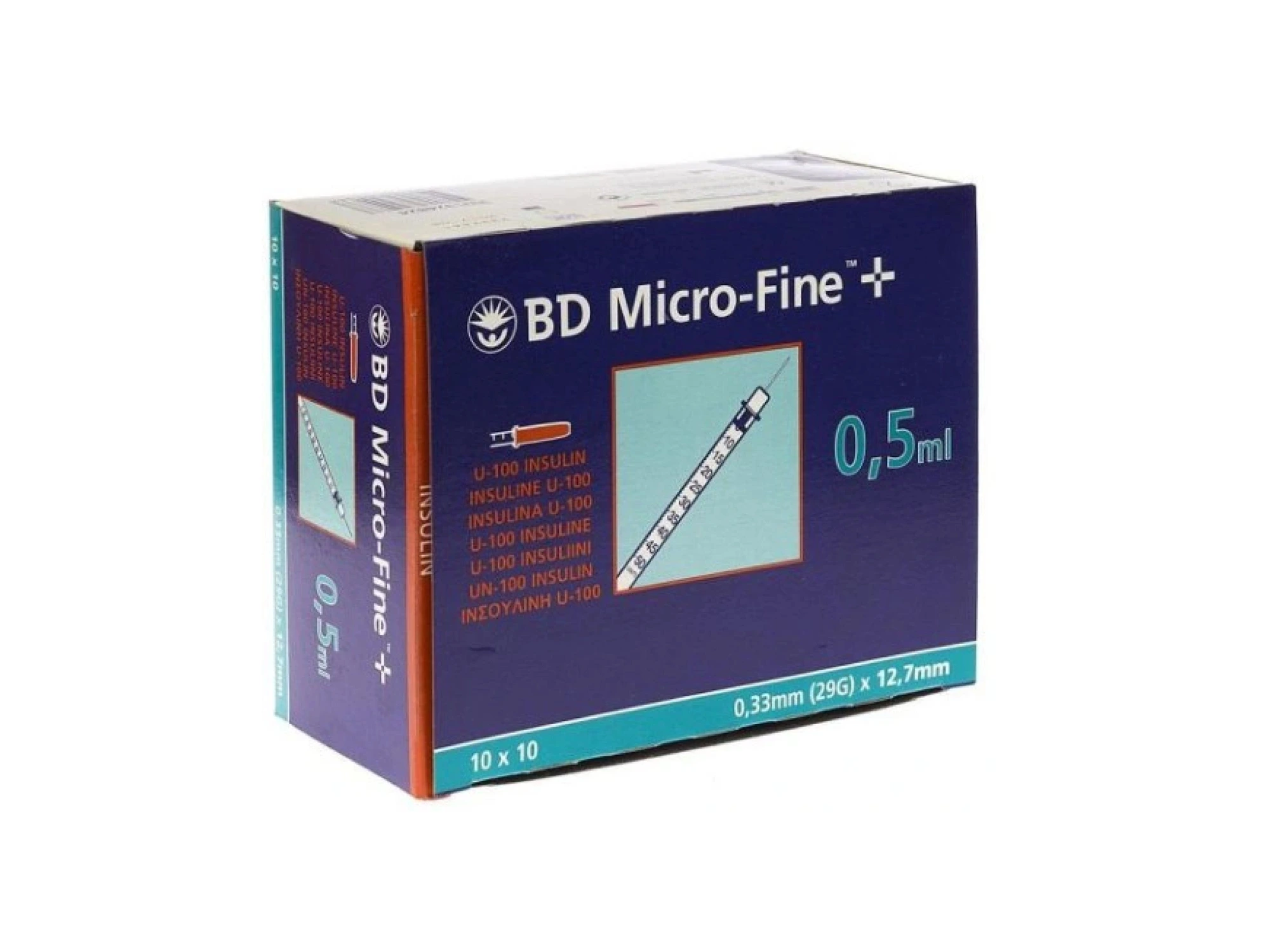 BD Micro-Fine U-100 insulinsprøyte 0,5 ml 0,33 x 12,7 mm 100 stk