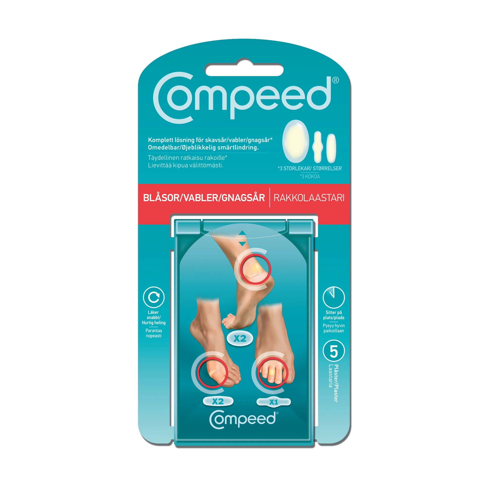 Compeed gnagsårplaster mix 3 størrelser 5 stk