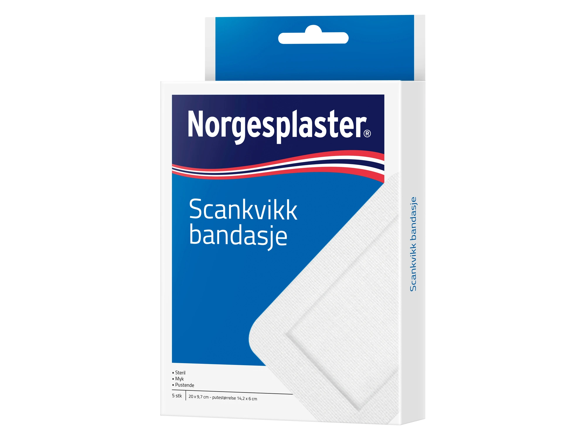 Norgesplaster Scankvikk bandasje hvit 20 x 9,7 cm 5 stk