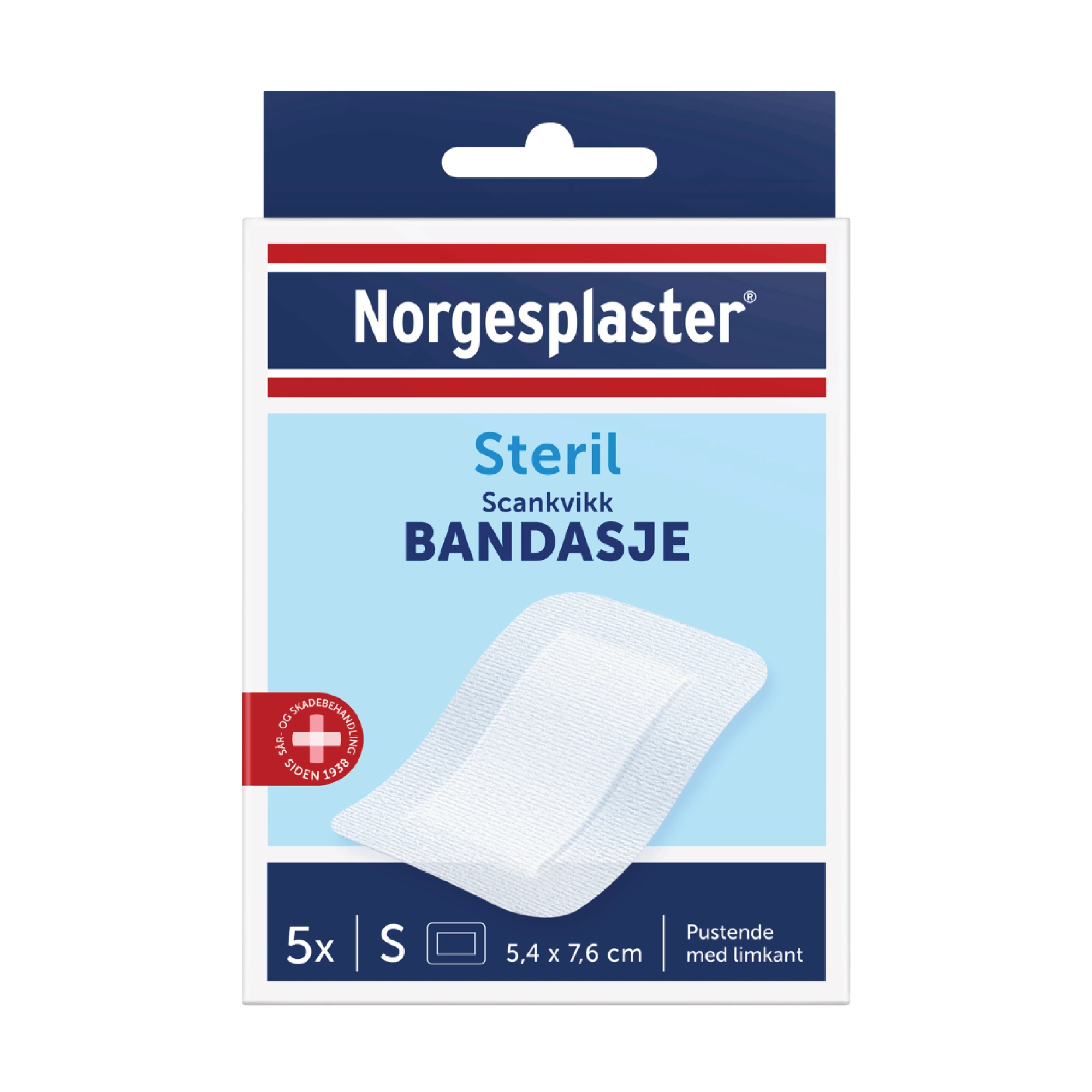 Norgesplaster Scankvikk bandasje hvit 5,4 x 7,6 cm 5 stk