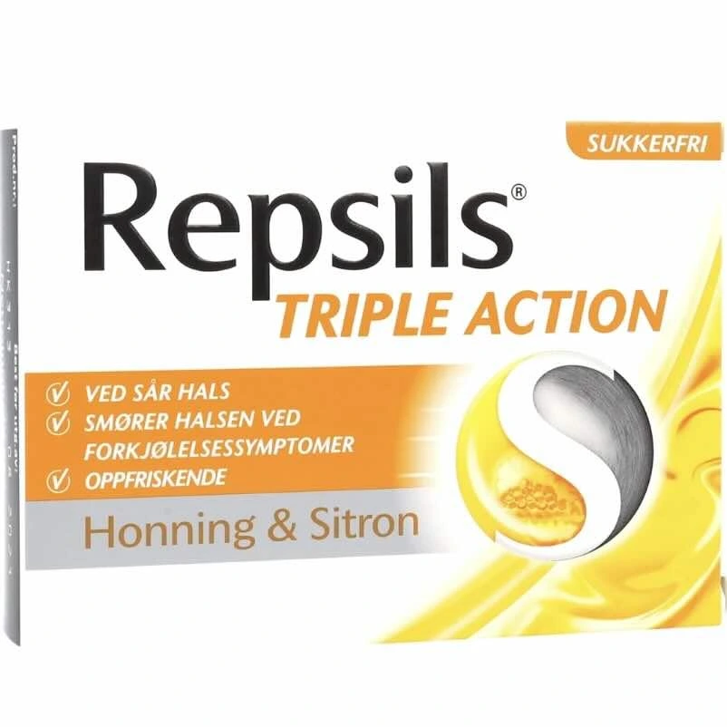 Repsils Triple Action Honning & Sitron, 24 stk.