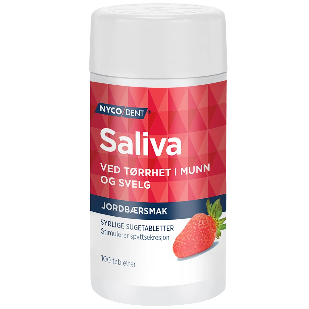Nycodent Saliva sugetabletter jordbær 100 stk
