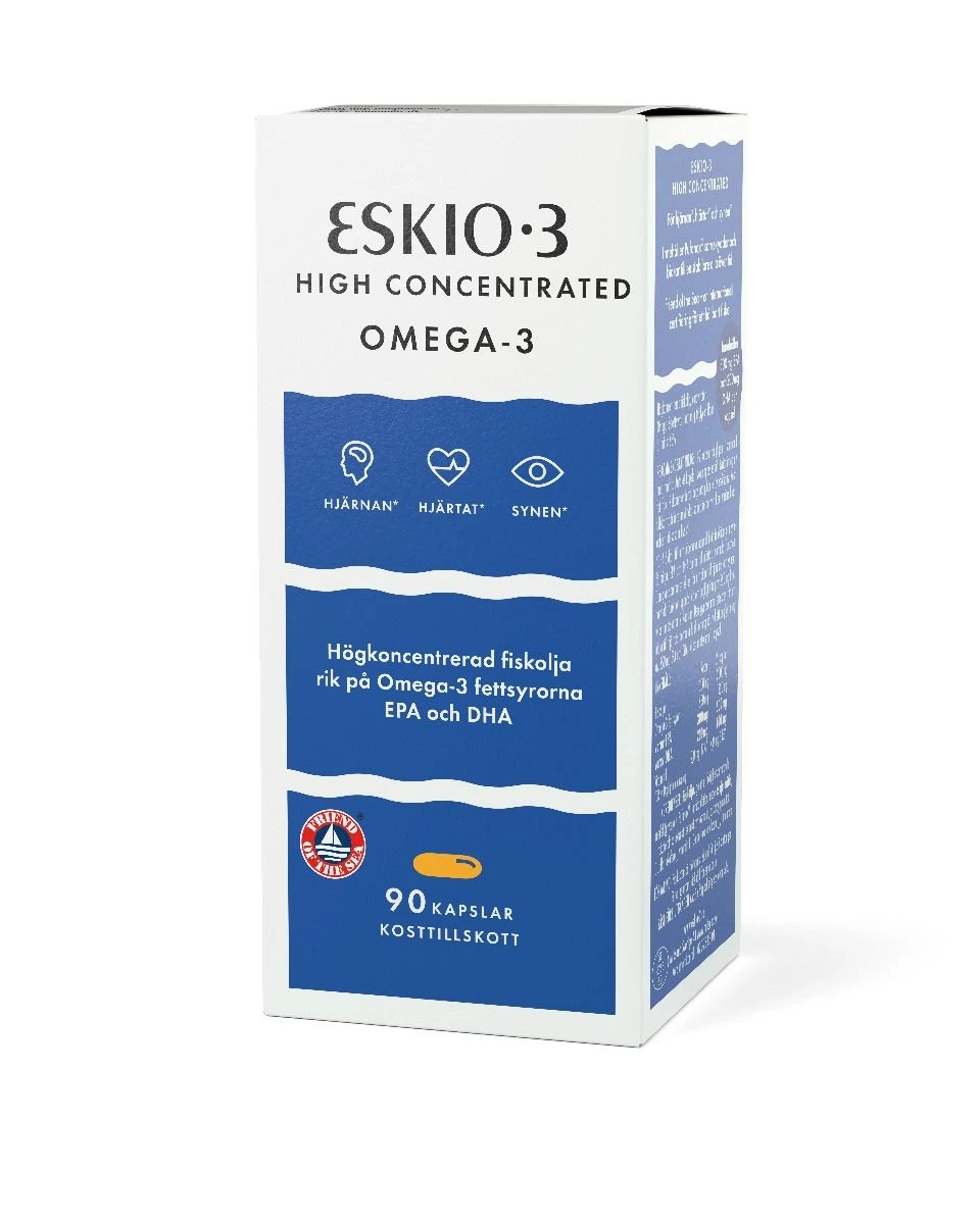Eskio høykonsentrert omega-3 kaps 1000 mg/650 mg/2 mg