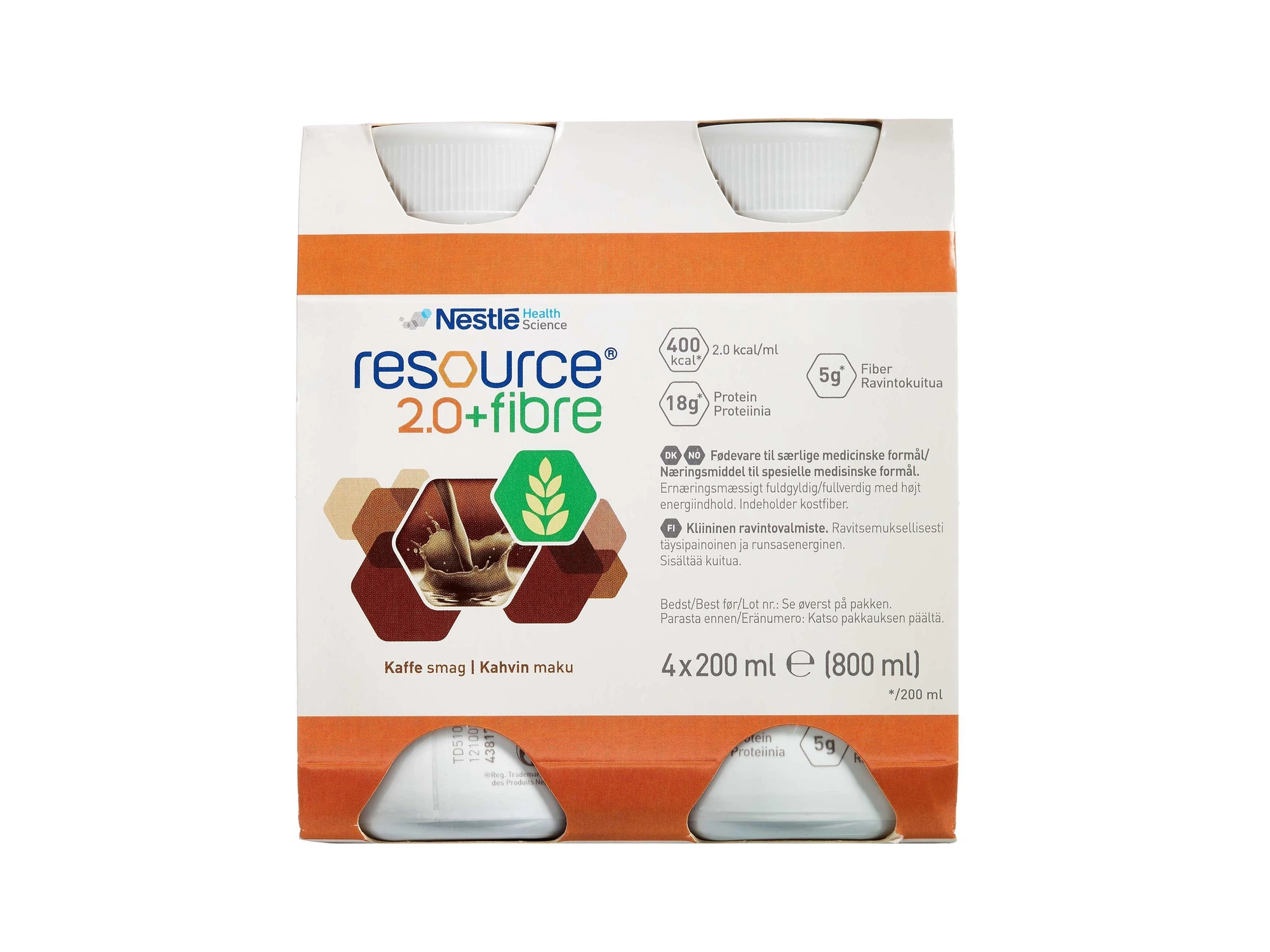 Resource 2.0+Fibre næringsdrikk kaffe 4x200 ml