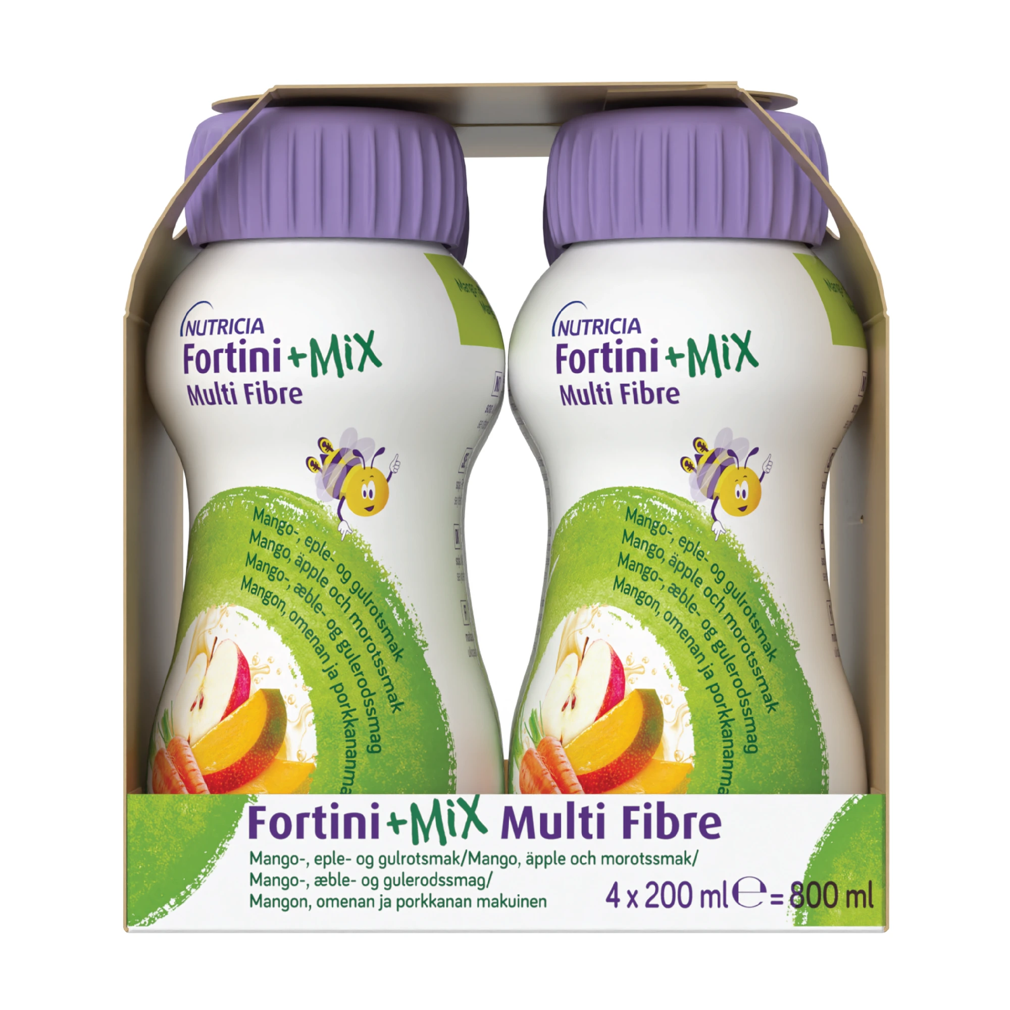 Fortini +Mix Multi Fibre næringsdrikk eple/mango/gulrot 4x200 ml