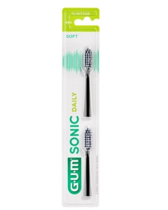 Gum Sonic Daily tannbørstehode refill sort soft 2 stk