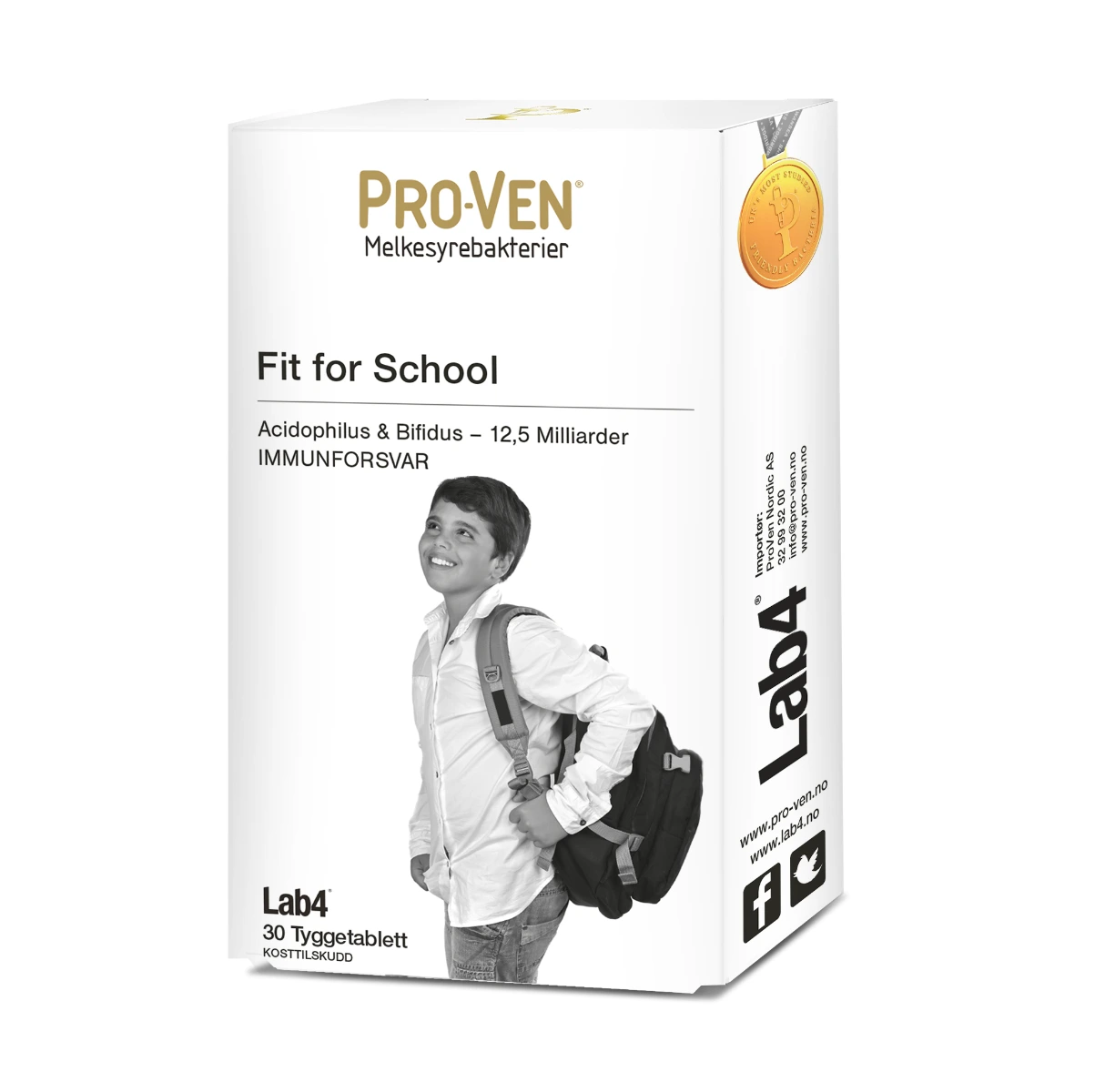 Pro-Ven fit for school lab4 melkesyrebak tyggetab 50 mg/12,5 10E9 bakterier