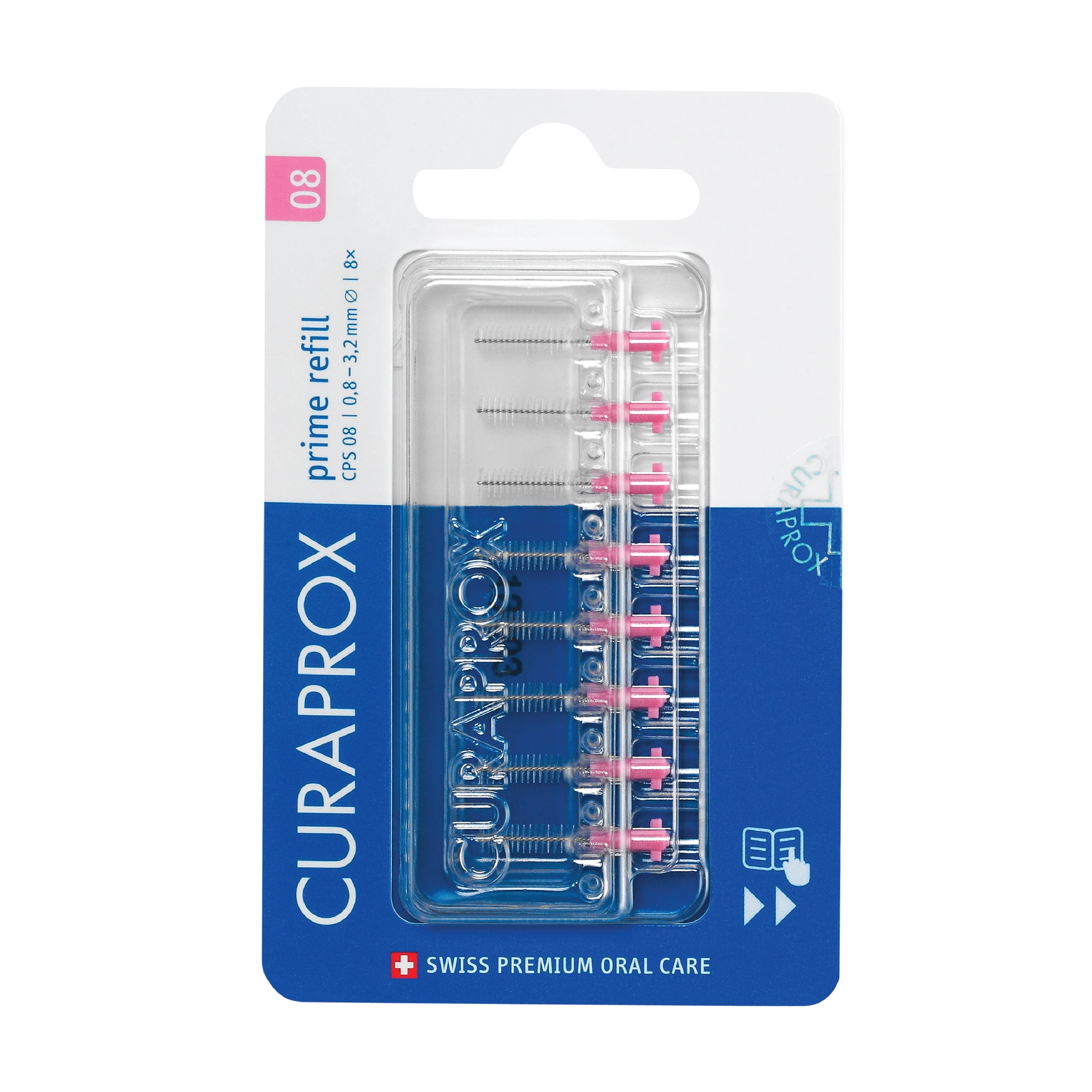 Curaprox Mellomromsbørste Refill, 0,8 mm / 3,2 mm, 8 stk.