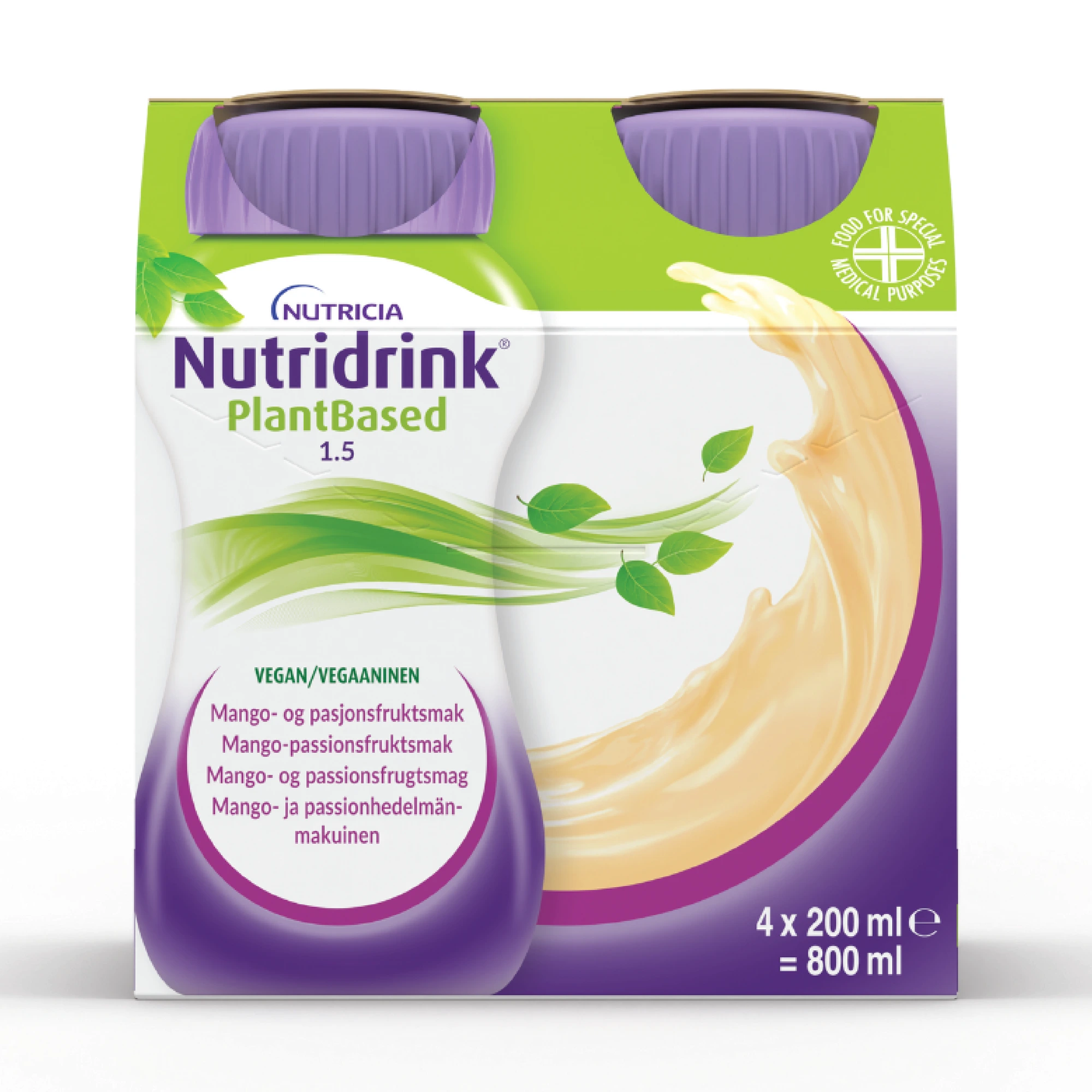 Nutridrink PlantBased næringsdrikk mango/pasjonsfrukt 4x200 ml