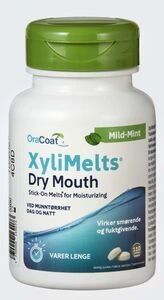 XyliMelts klebetabletter mot munntørrhet mild mint 110 stk