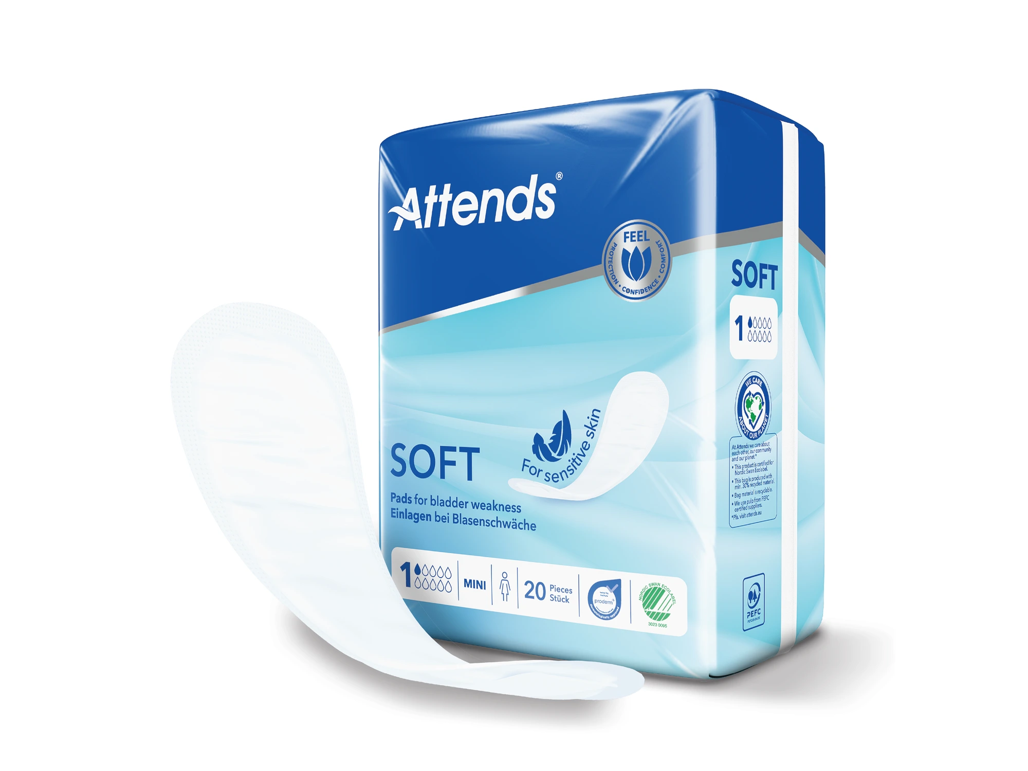 Attends Soft 1 Mini bind for urinlekkasje 20 stk