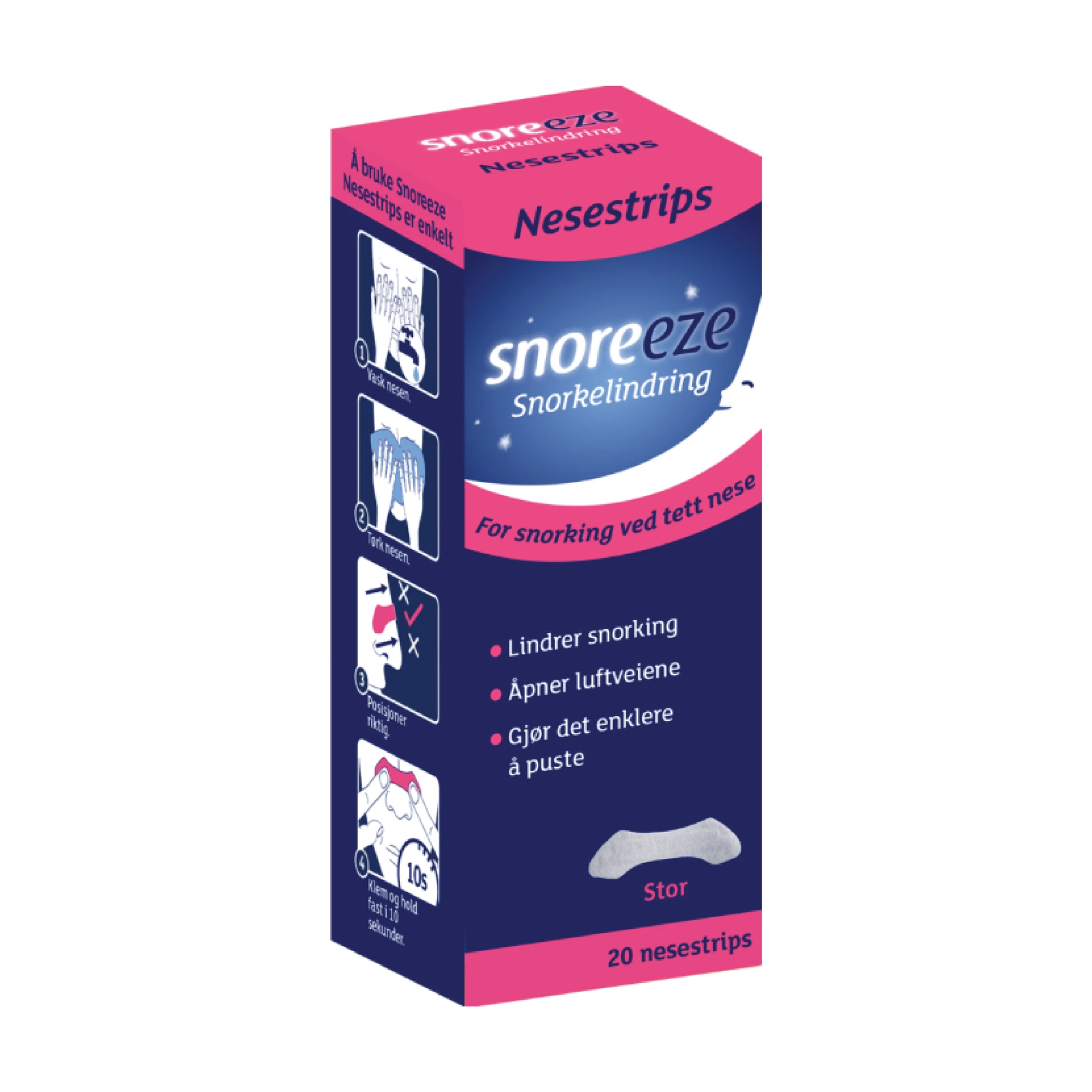 Snoreeze snorkelindring nesestrips, størrelse L 20 stk