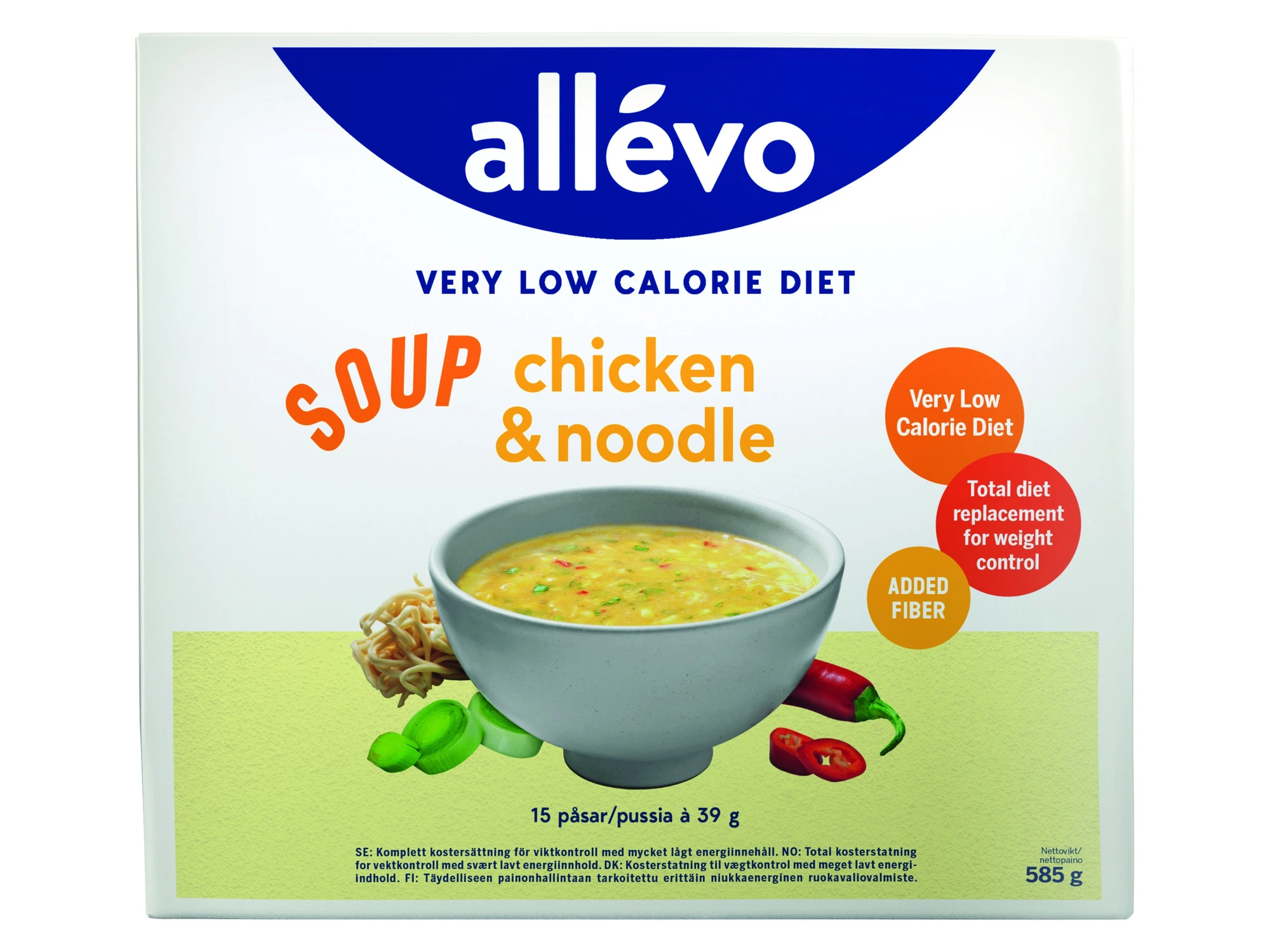 Allévo VLCD Soup kylling og nudler 15x39 g