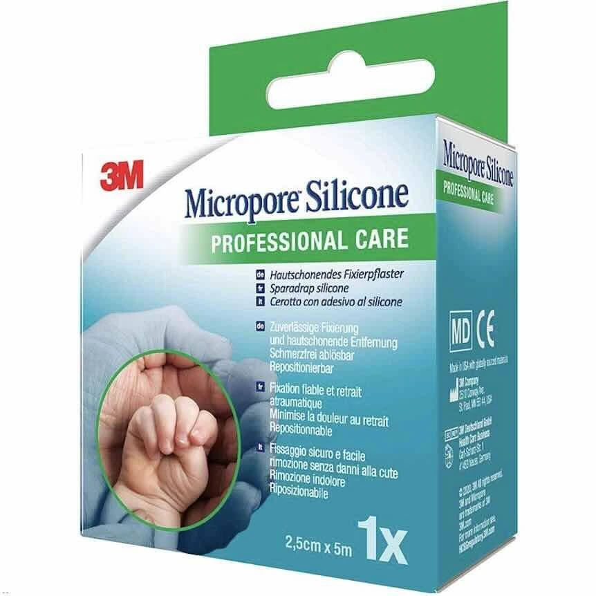 3M Micropore silikontape 2,5 cm x 5 m 1 stk