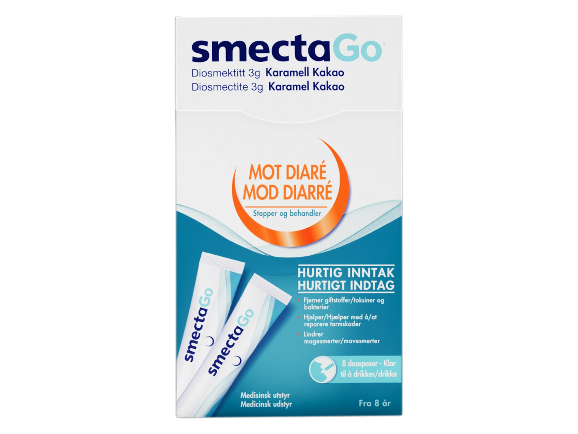 SmectaGo mikstur i doseposer karamell/kakao 8 stk.