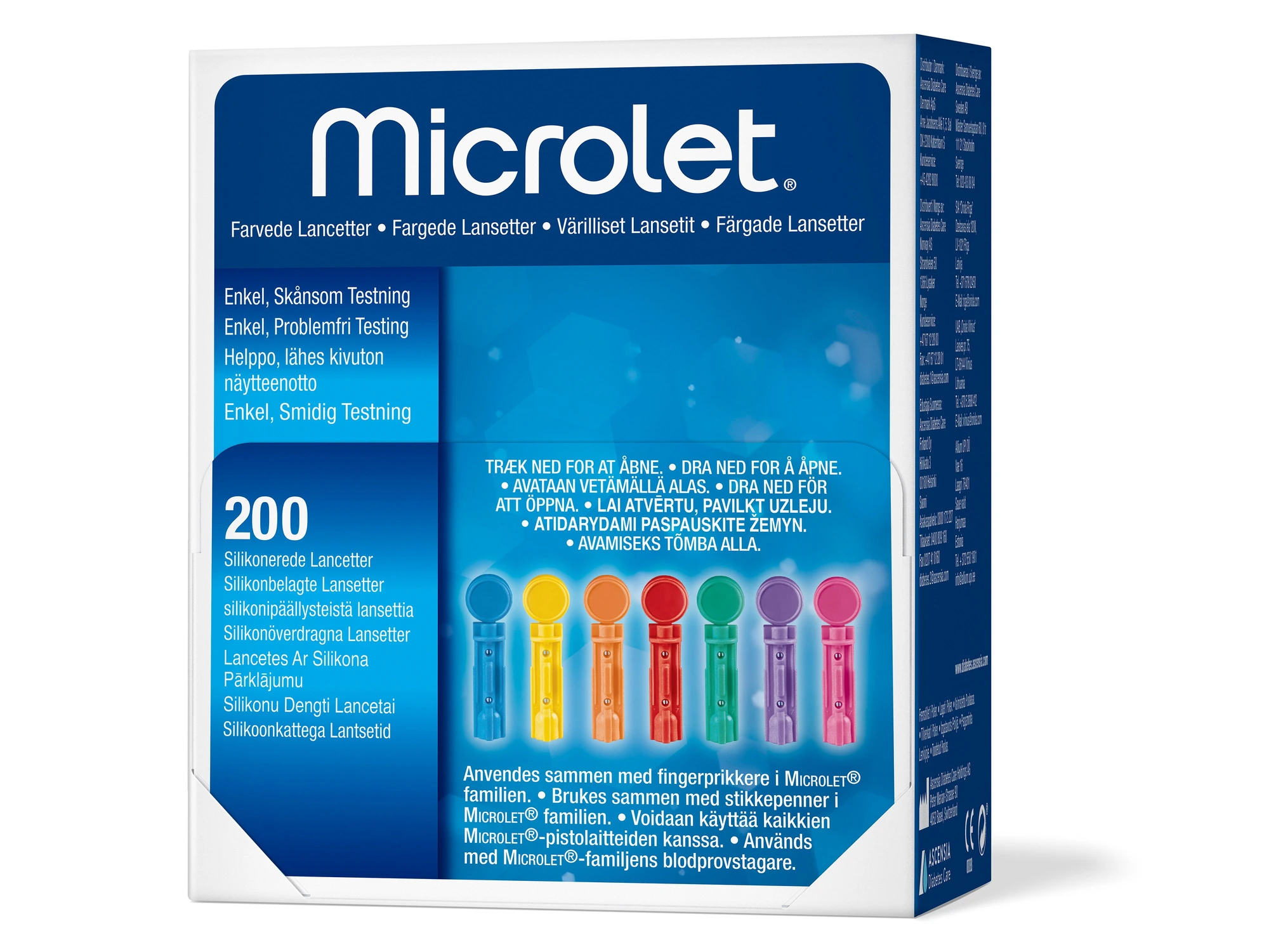 Microlet fargede lansetter 30G 200 stk