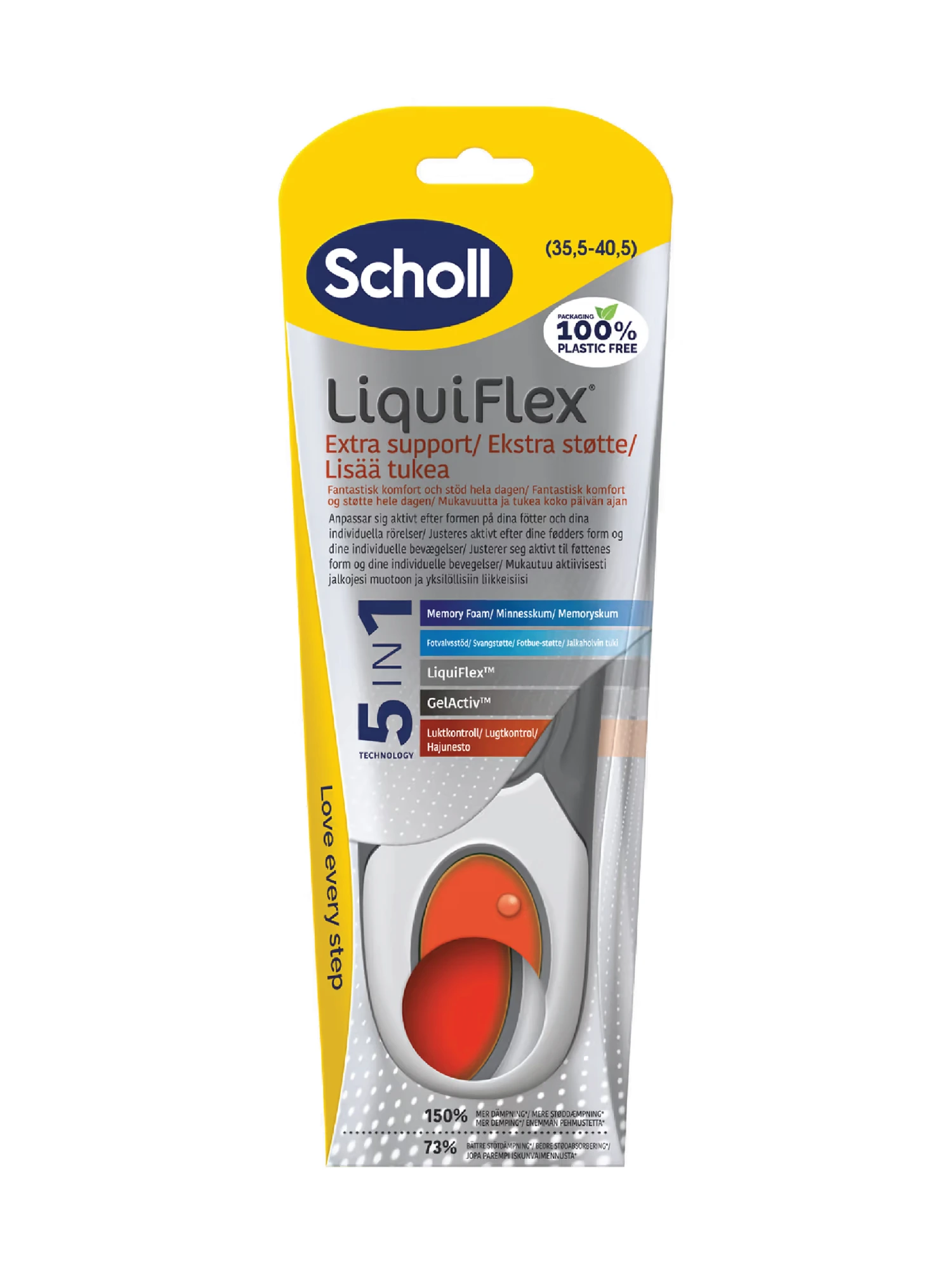 Scholl LiquiFlex Extra Support innleggssåle S (35,5-40,5) 1 par