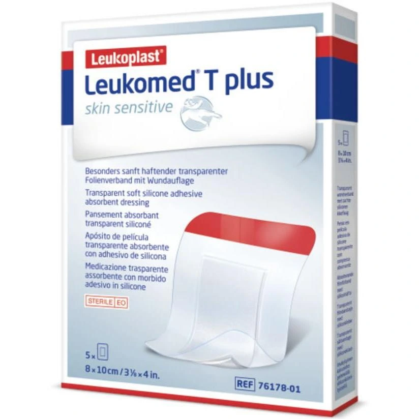 Leukomed T Plus Skin Sensitive sårbandasje 8 x 10 cm 5 stk