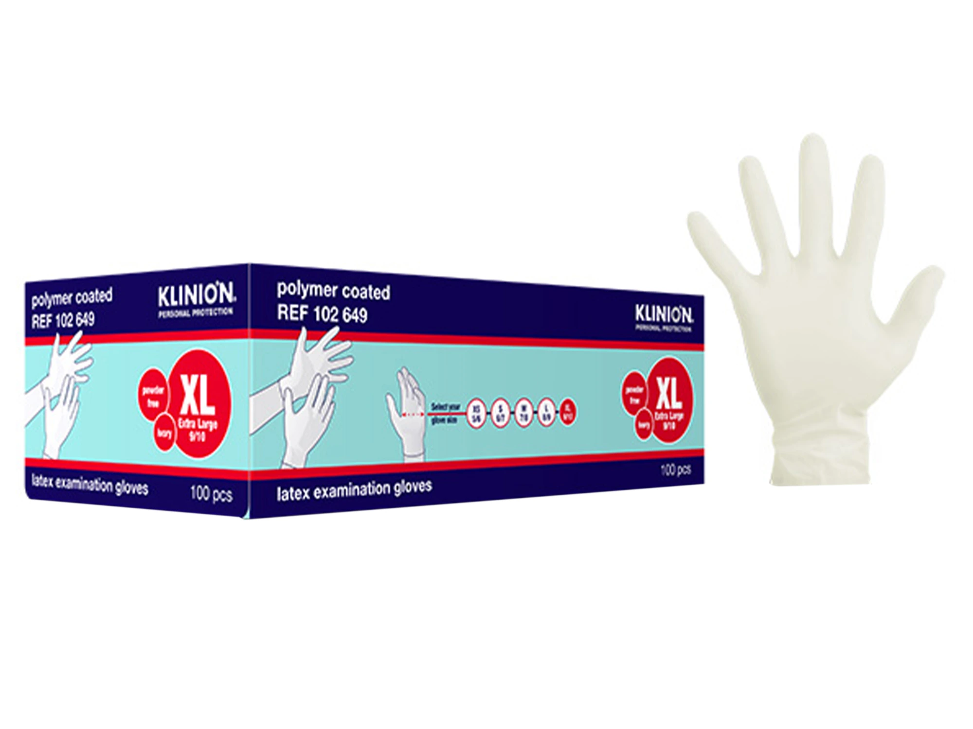 Klinion Hanske latex kort, X-Large, 100 stk,