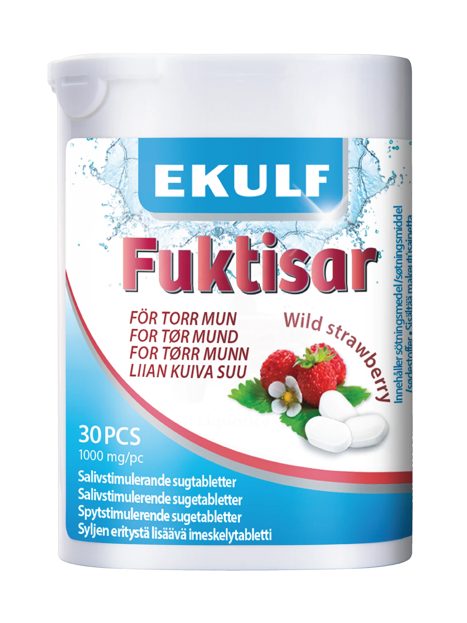 Ekulf Fuktisar sugetabletter markjordbær 30 stk