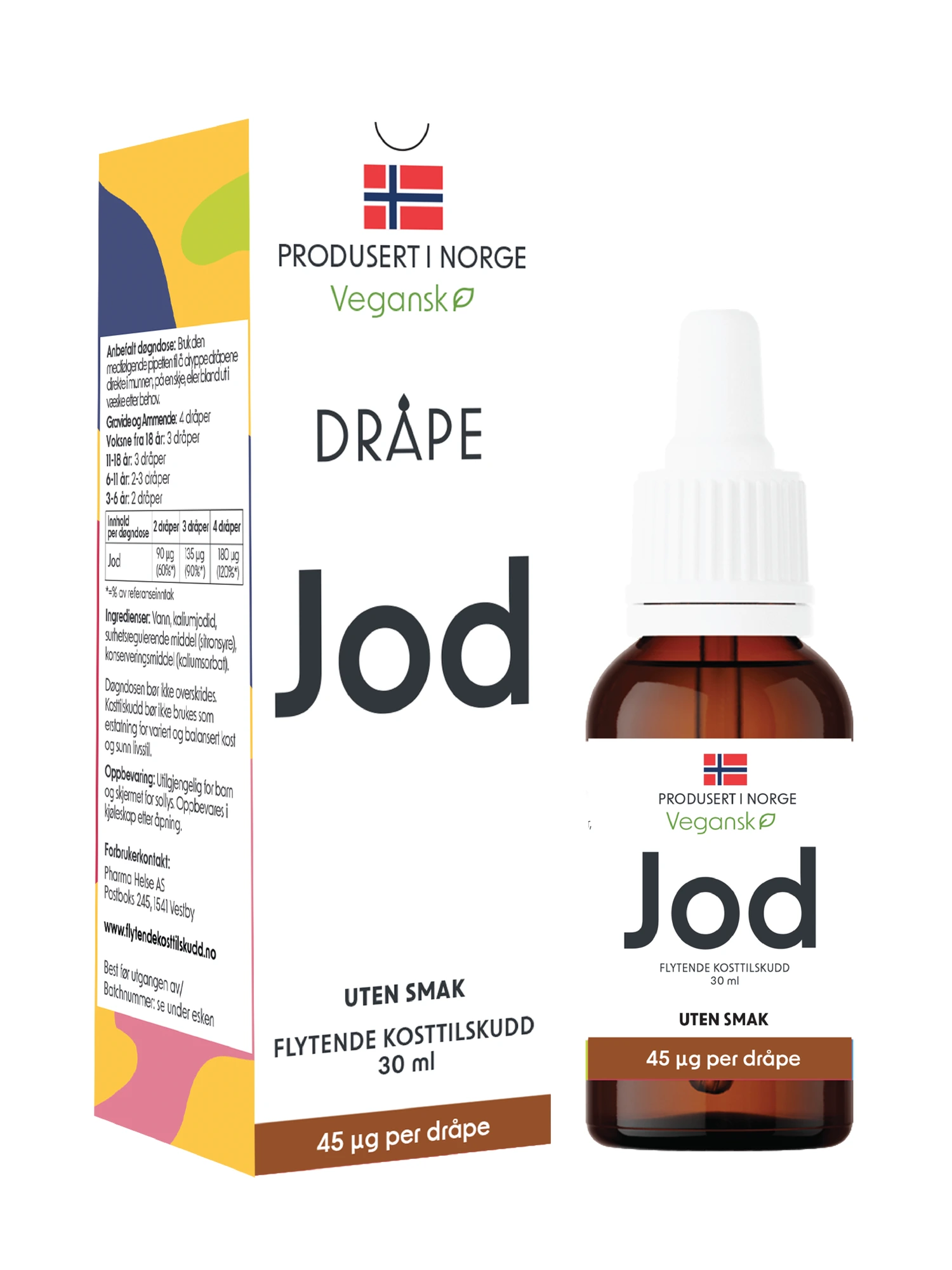 Dråpe vegansk jod dråper 45 mikrog/dråpe