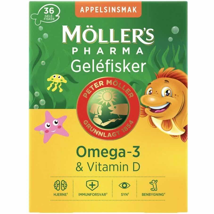 Møllers Pharma omega-3 gelepute med appelsinsmak