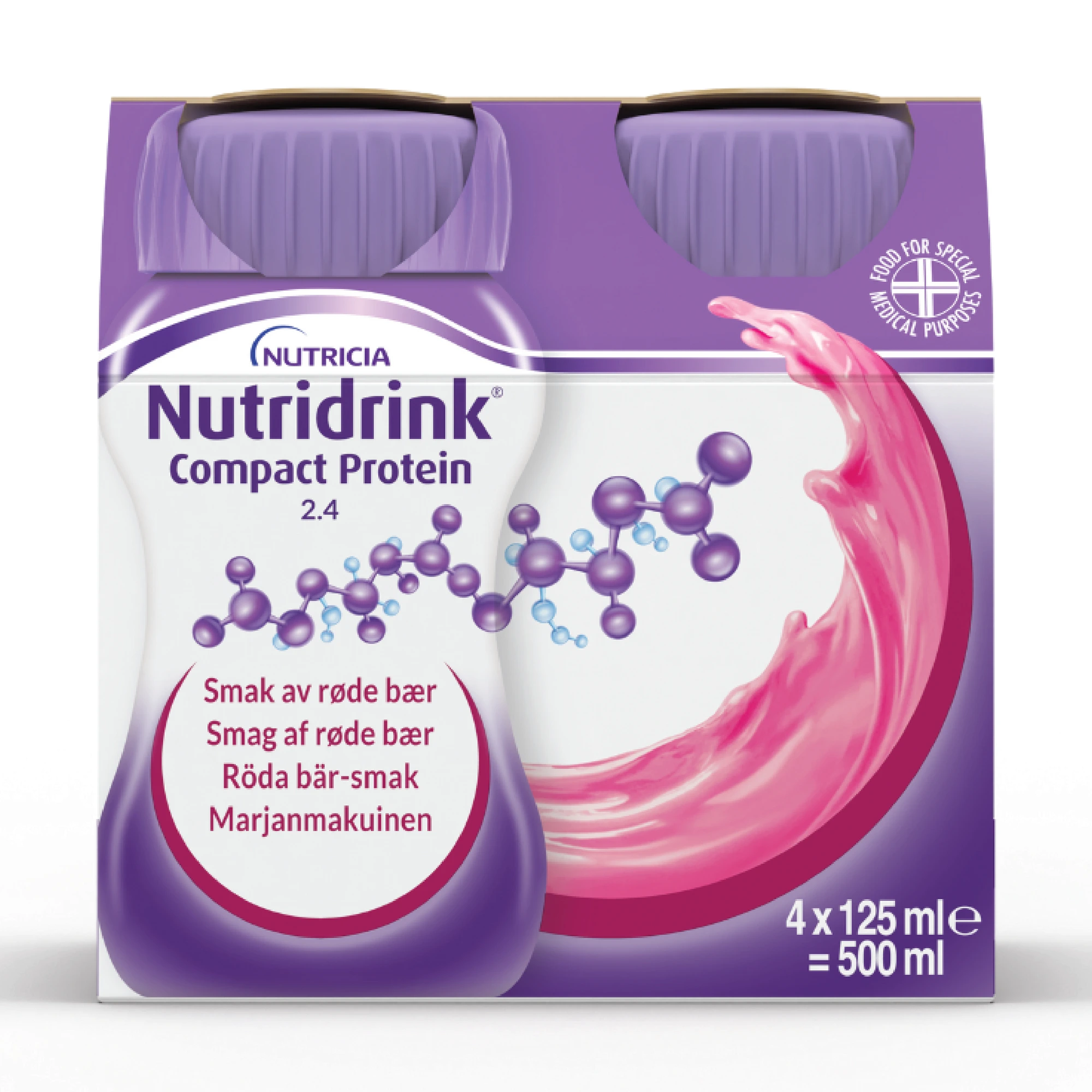 Nutridrink Compact Protein næringsdrikk røde bær 4x125 ml