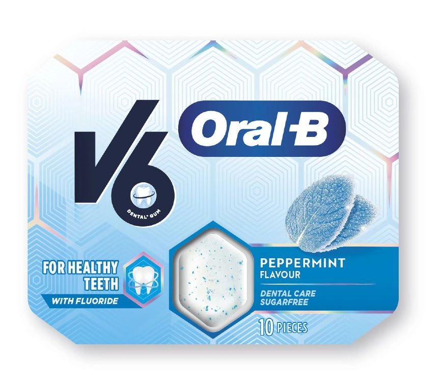 V6 Oral-B Tyggegummi Peppermint, 10 stk.