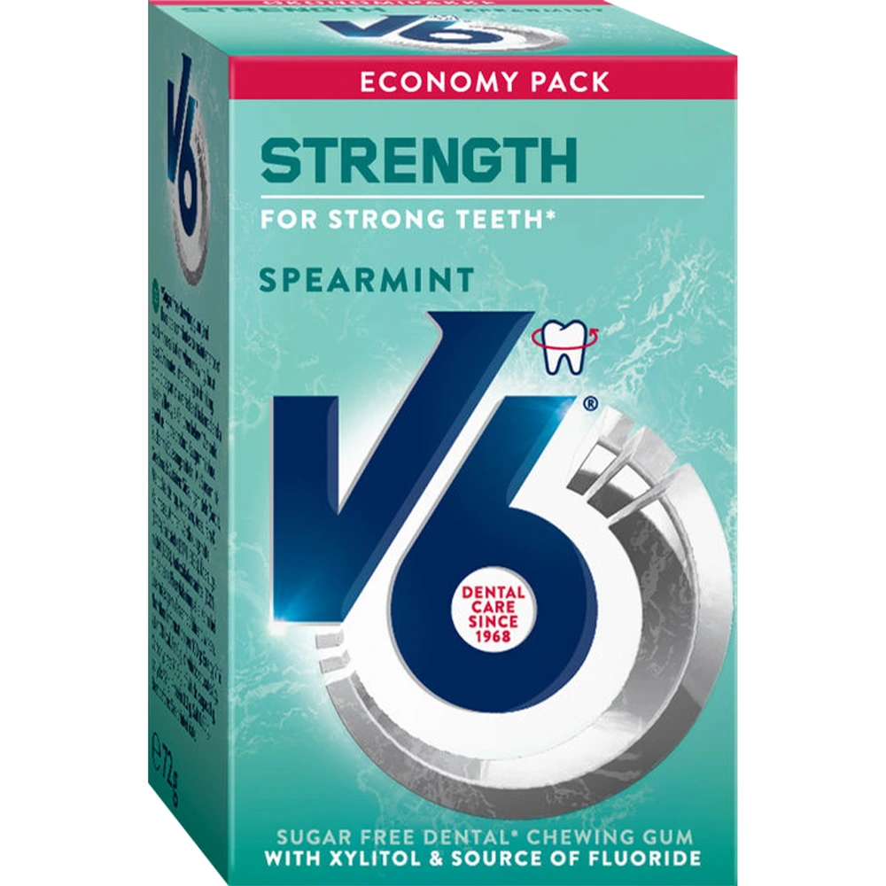 V6 Strong Teeth tyggegummi spearmint 70 g