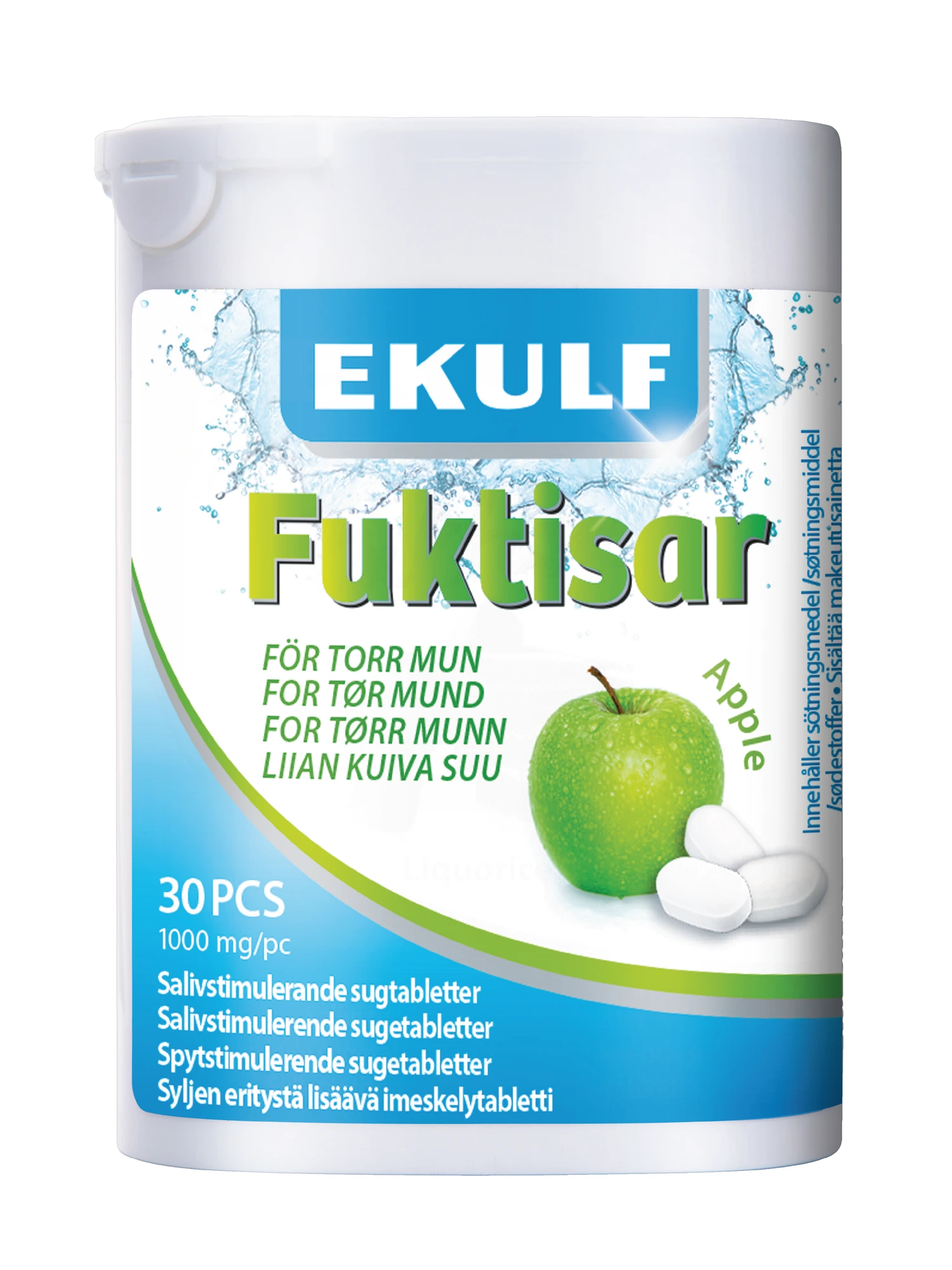 Ekulf Fuktisar sugetabletter med eplesmak 30 stk