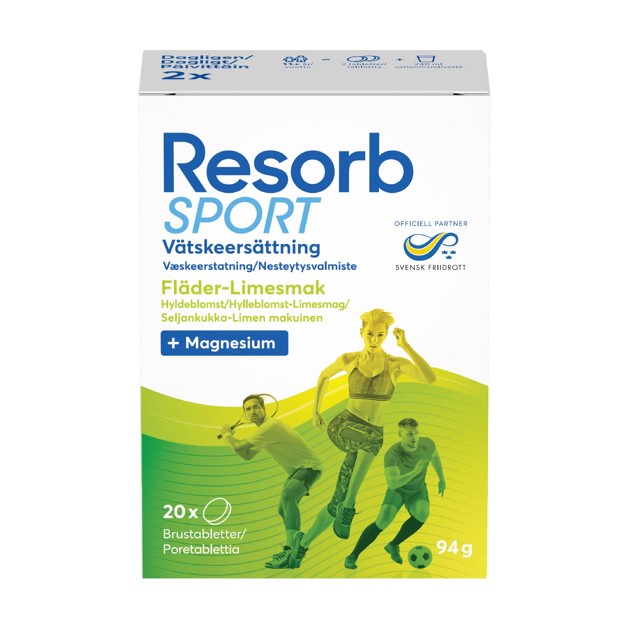 Resorb sport brusetab med hylleblomst/limesmak