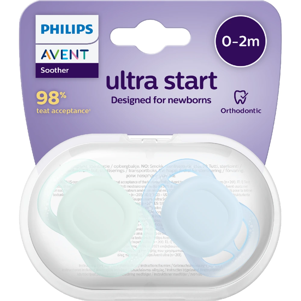 Philips Avent Ultra Start narresmokk 0-2 måneder blå/grønn 2 stk