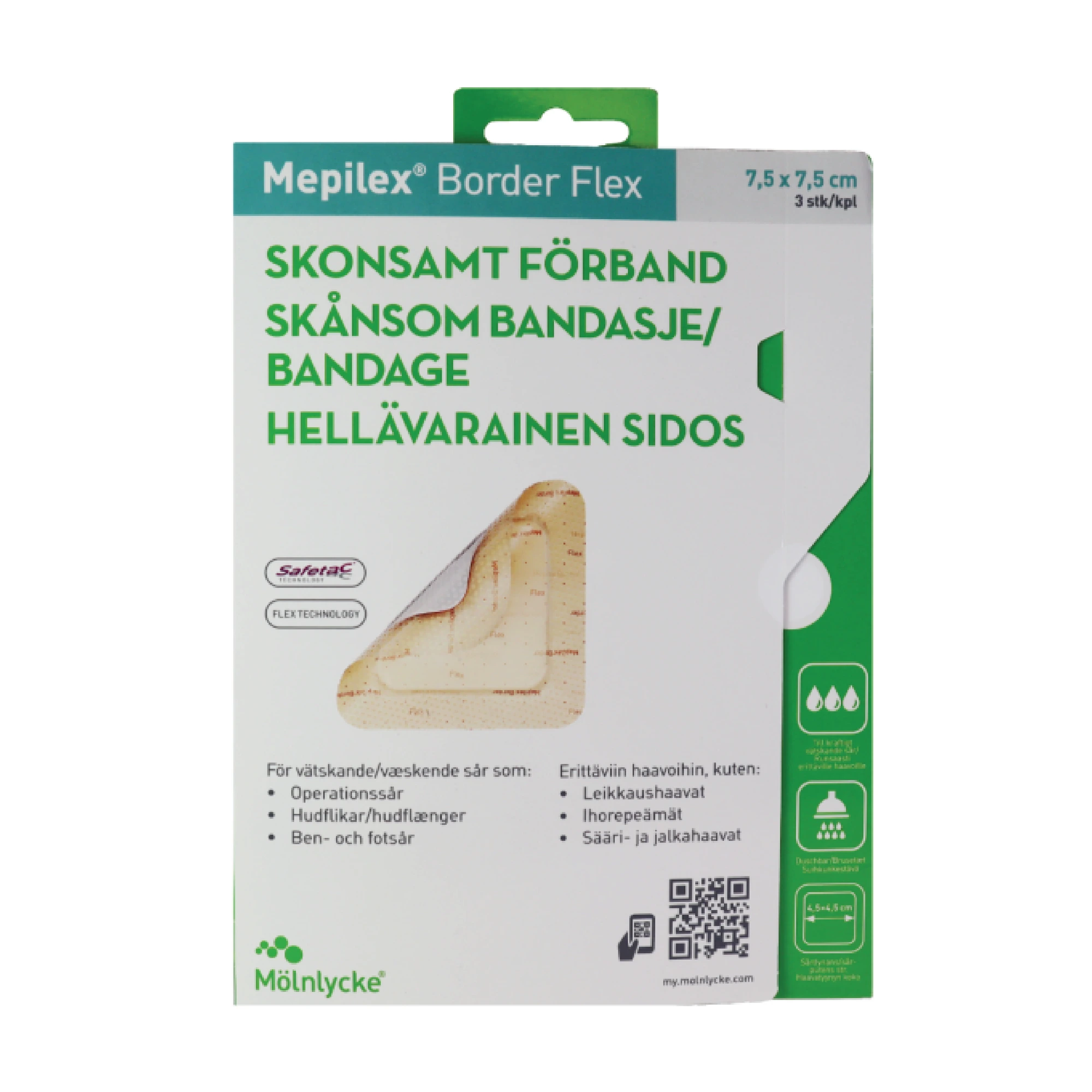 Mepilex Border Flex 7,5x7,5cm bandasje 3 stk