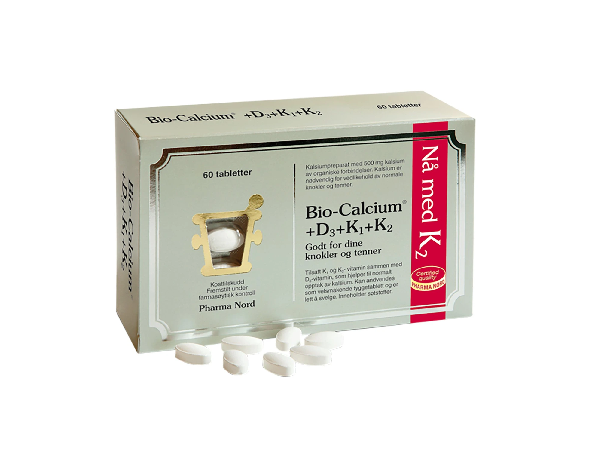 Bio-calcium +D3+K-vitamin tab 5 mikrog/35 mikrog/500 mg