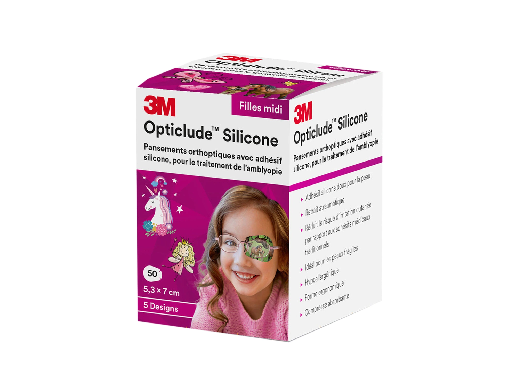 Opticlude Silicone øyelapper jente midi 5,3x7cm 50 stk