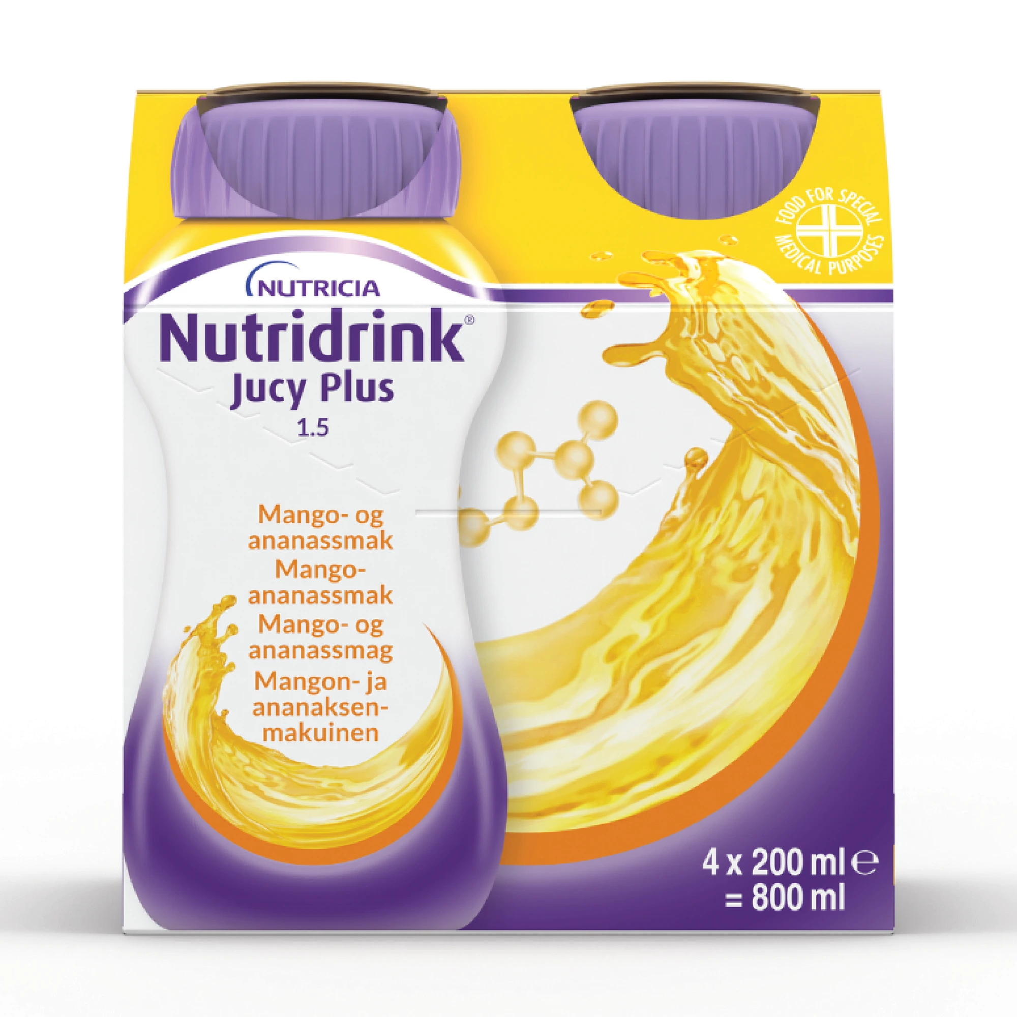 Nutridrink Jucy Plus næringsdrikk mango-ananas 4x200 ml
