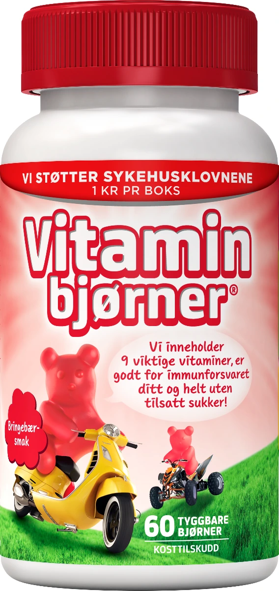 Vitaminbjørner tyggetab med bringebærsmak