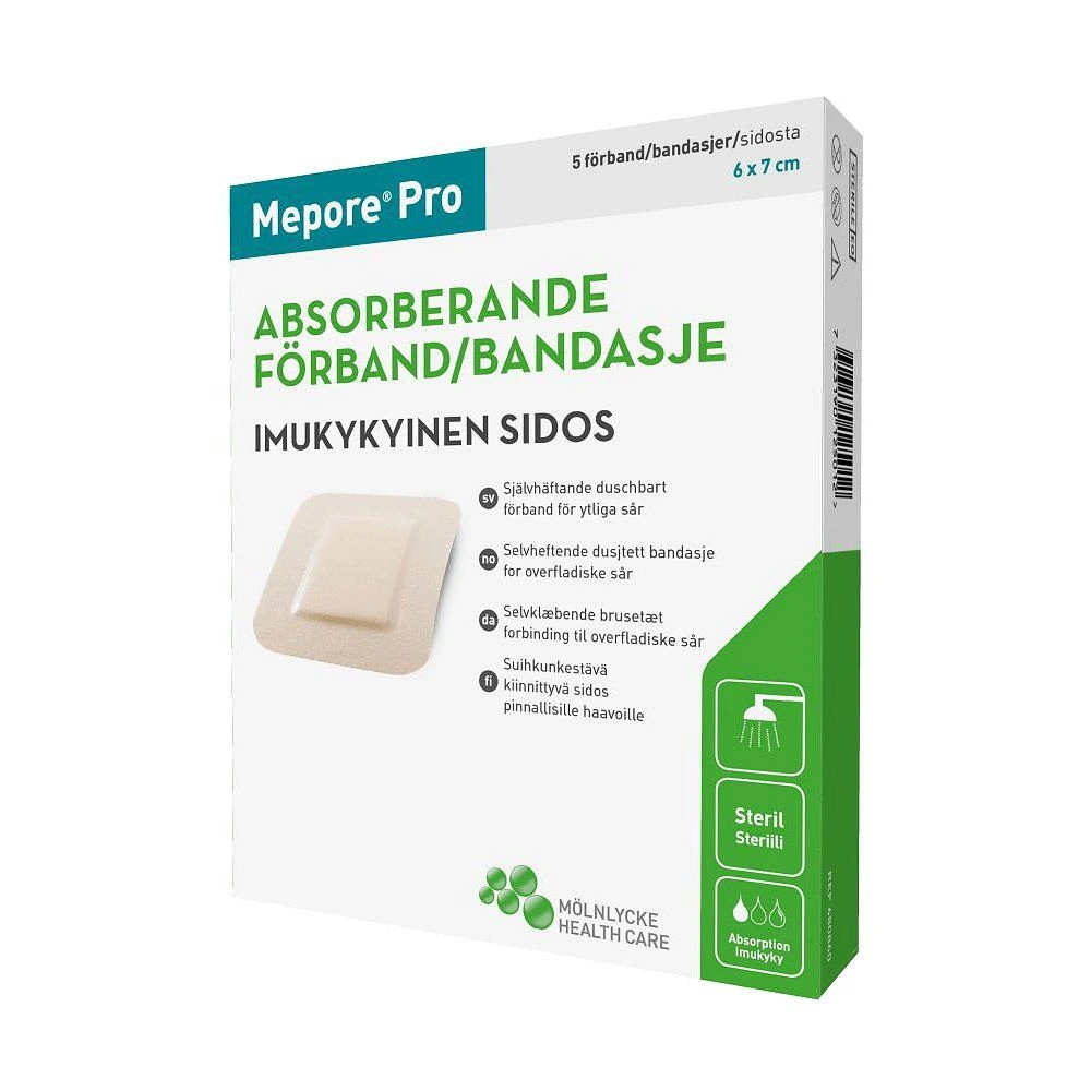 Mepore Pro dusjtett bandasje 6x7cm 5 stk