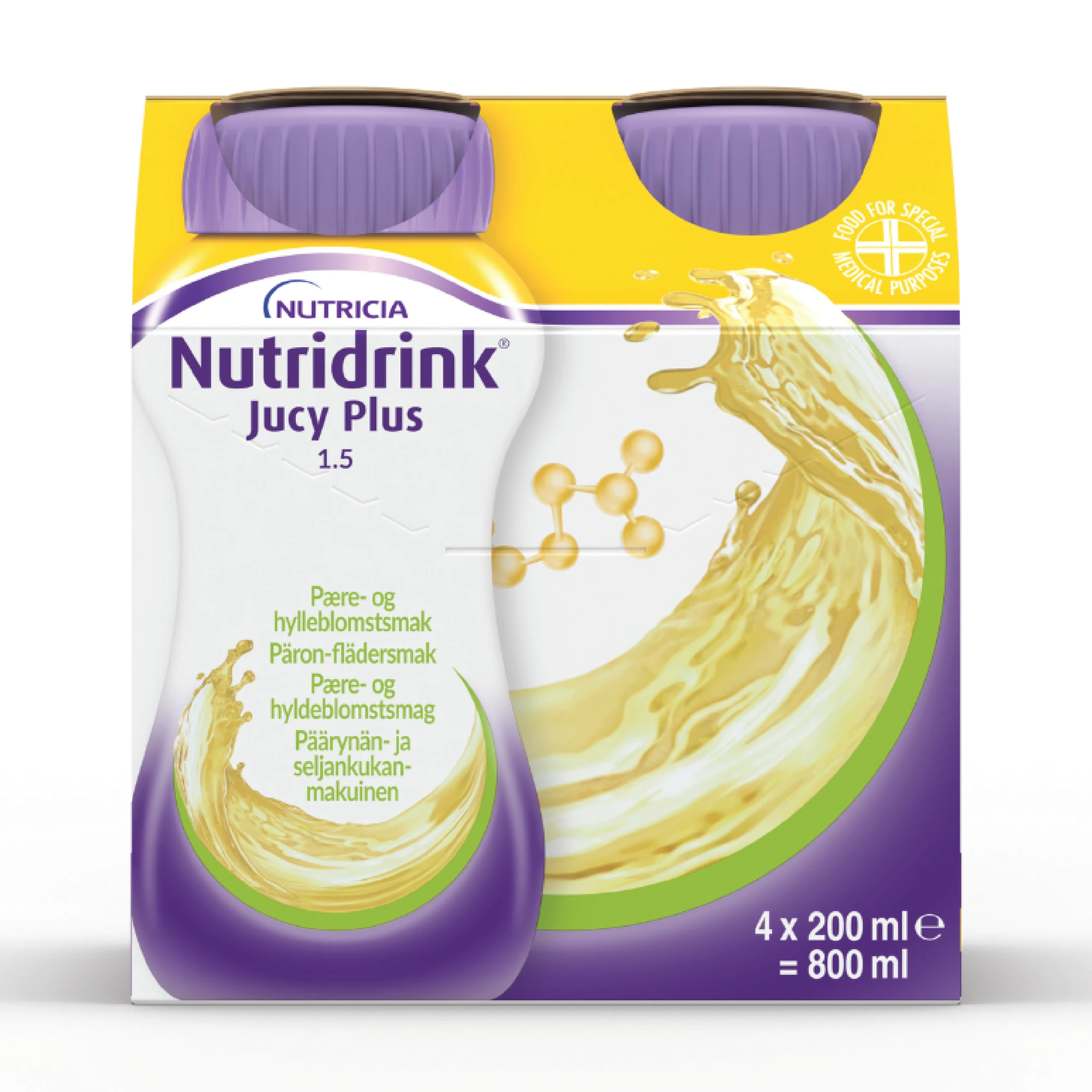 Nutridrink Jucy Plus næringsdrikk pære/hylleblomst 4x200 ml